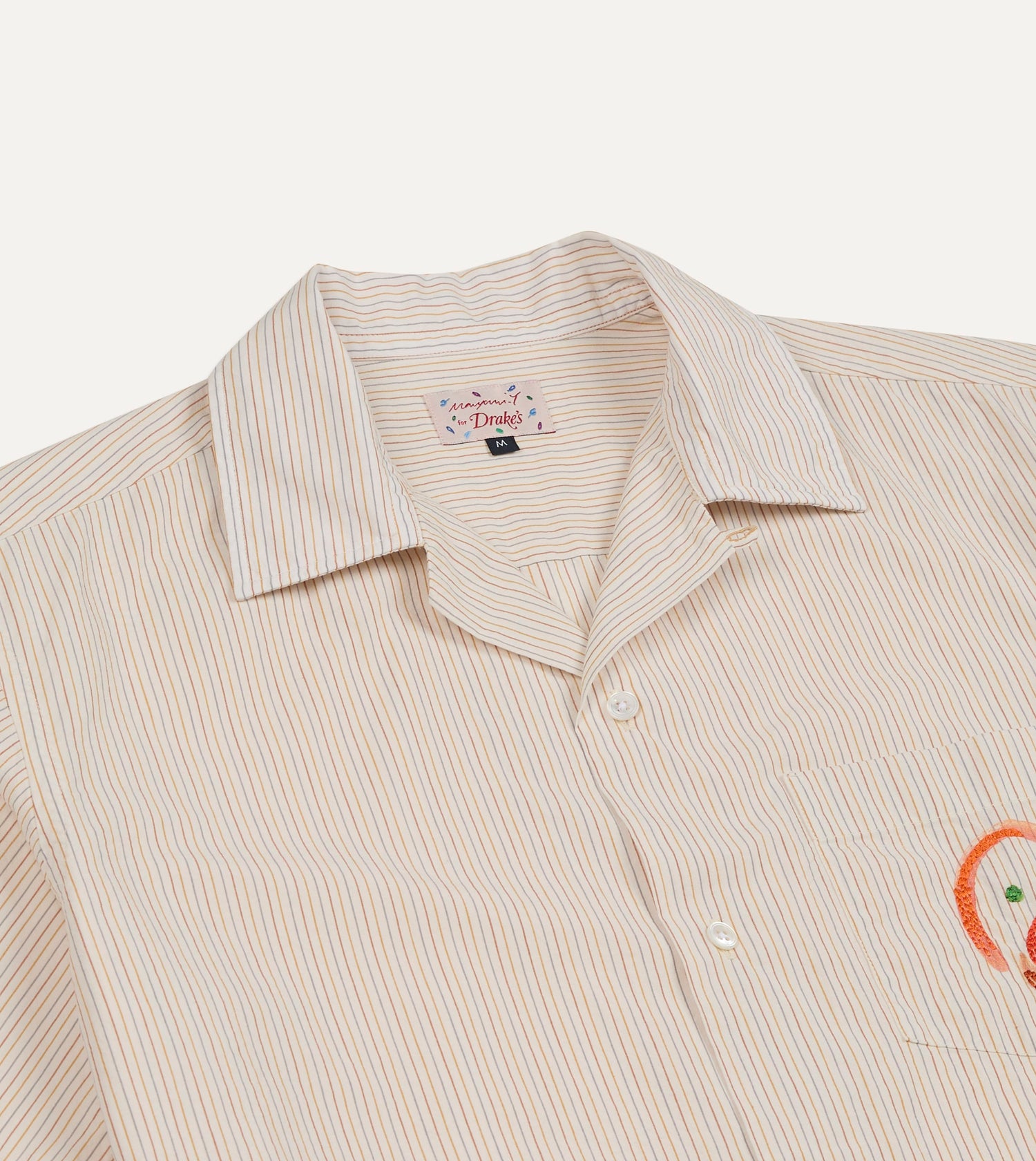 Mayumi Y. for Drake’s Stripe Cotton Camp Collar Short Sleeve Shirt