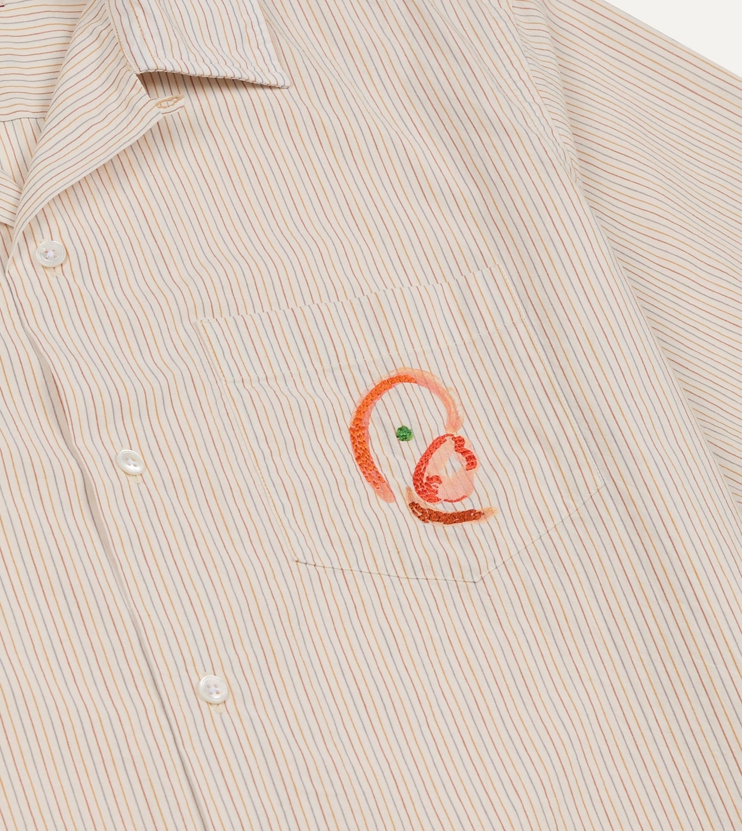 Mayumi Y. for Drake’s Stripe Cotton Camp Collar Short Sleeve Shirt