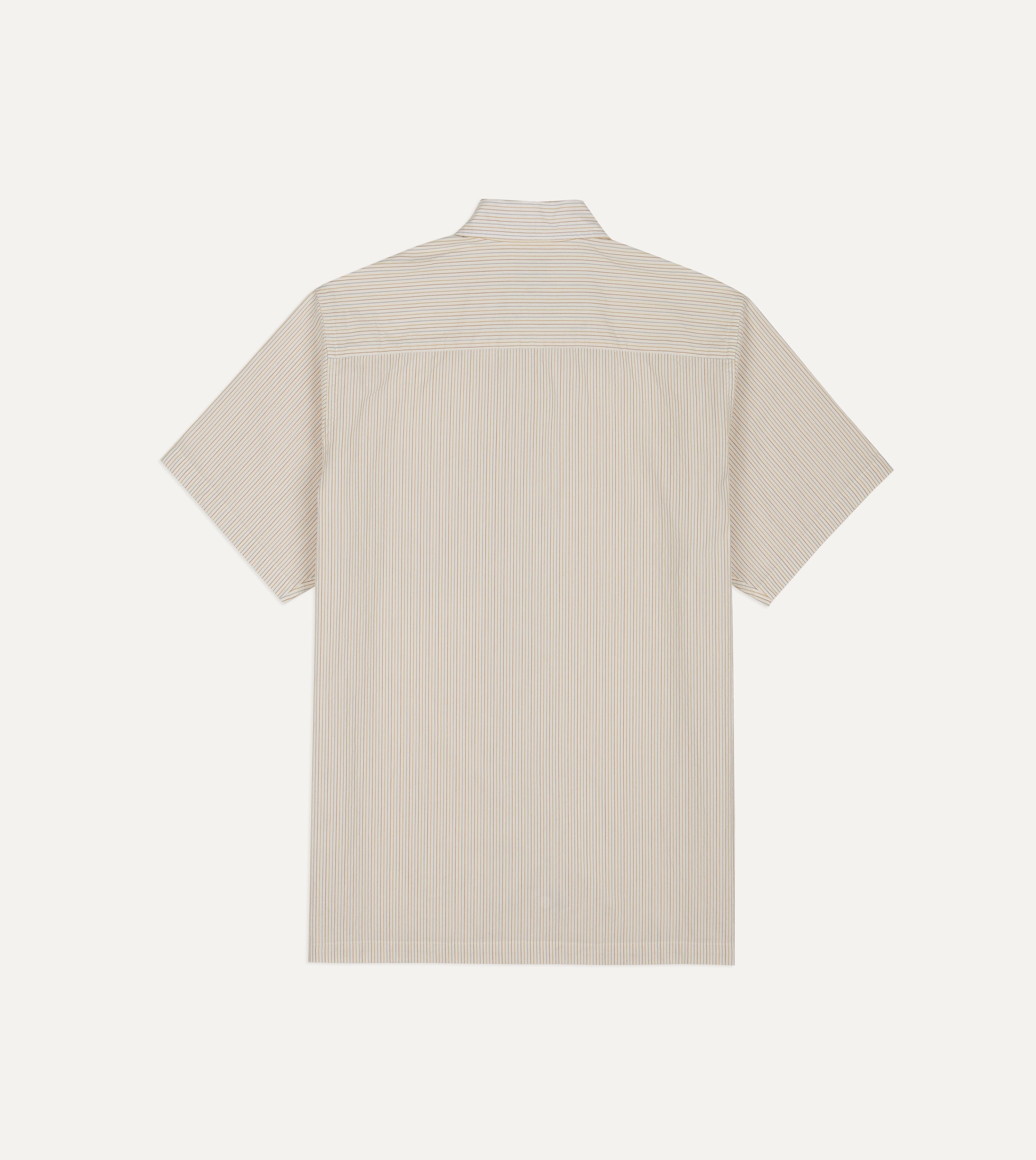 Mayumi Y. for Drake’s Stripe Cotton Camp Collar Short Sleeve Shirt