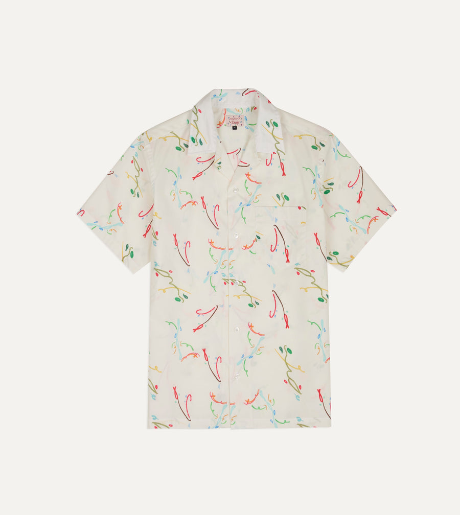 Mayumi Y. for Drake’s Print Cotton Camp Collar Short Sleeve Shirt