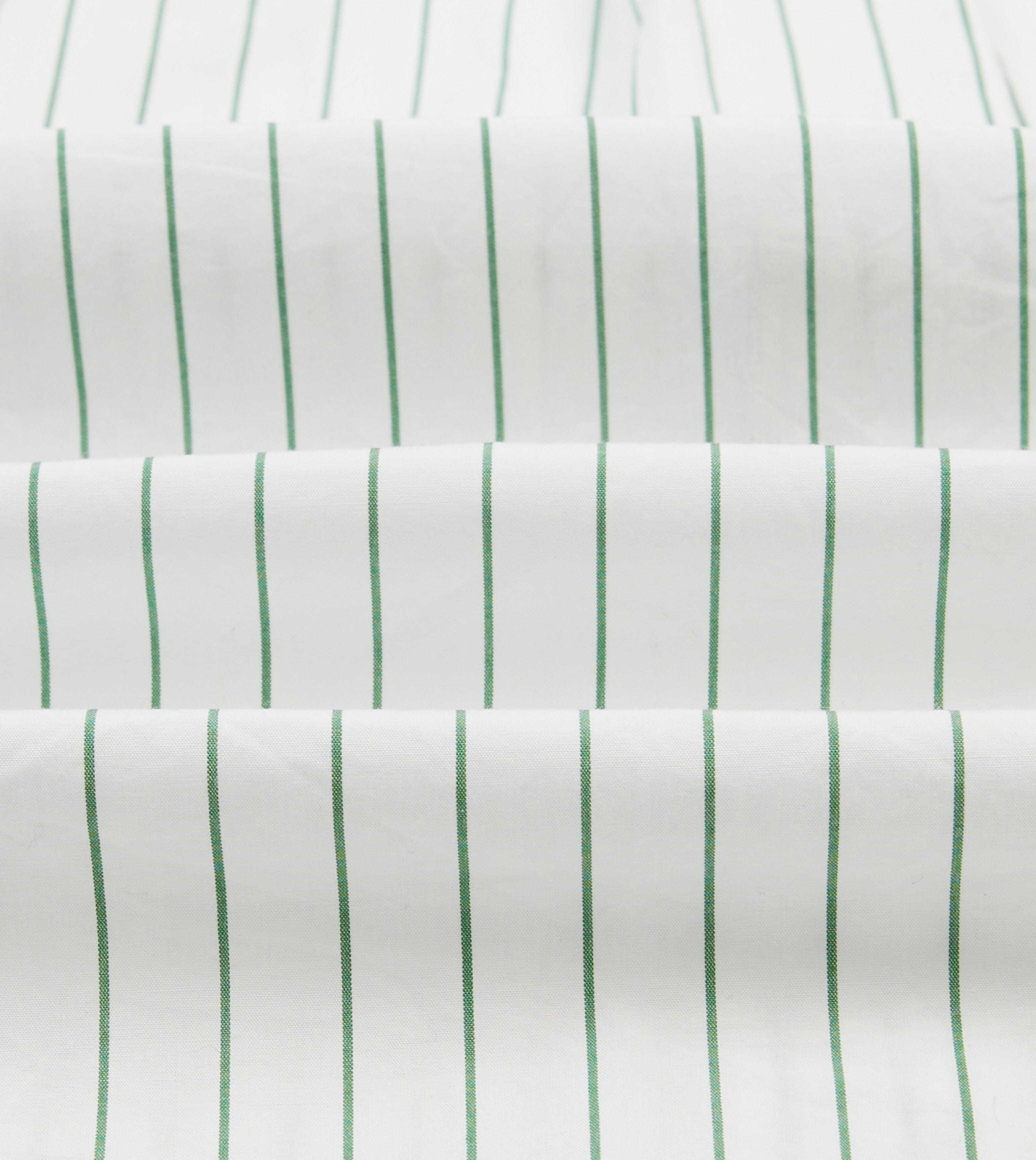 Green Pencil Stripe Cotton Long Point Collar Shirt