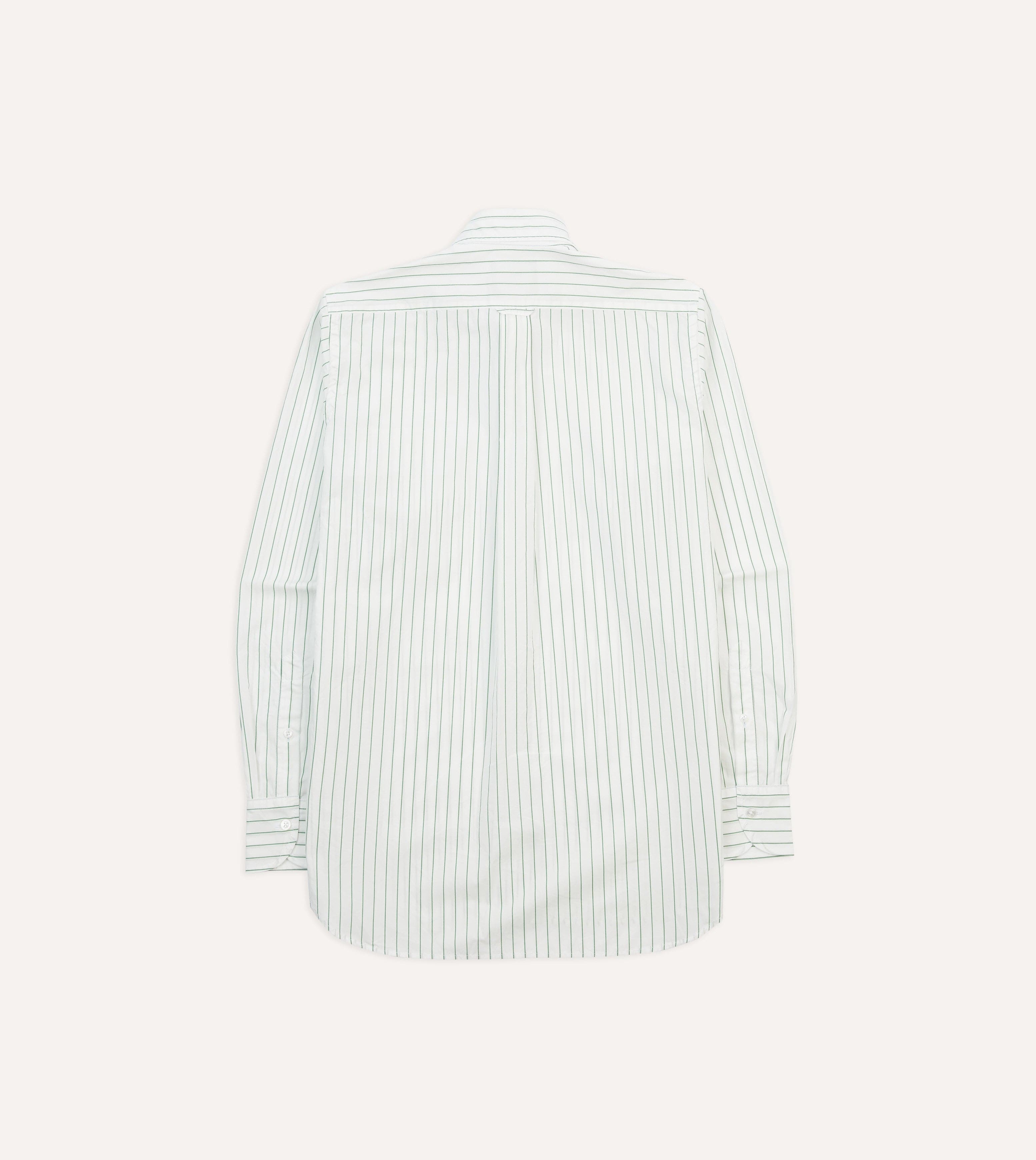 Green Pencil Stripe Cotton Long Point Collar Shirt