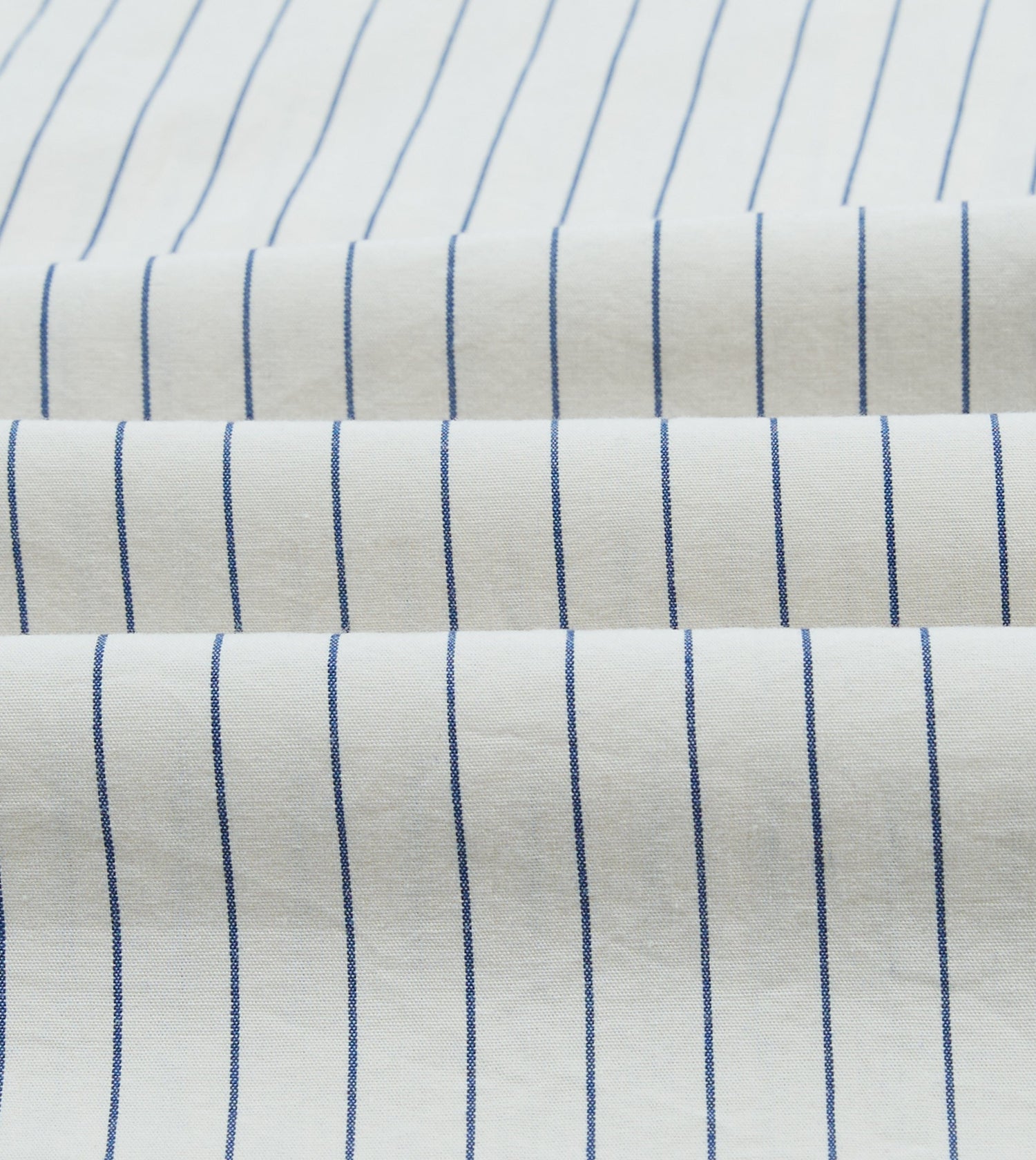 Navy Pencil Stripe Selvedge Cotton Long Point Collar Shirt