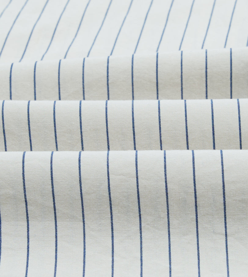 Navy Pencil Stripe Selvedge Cotton Long Point Collar Shirt