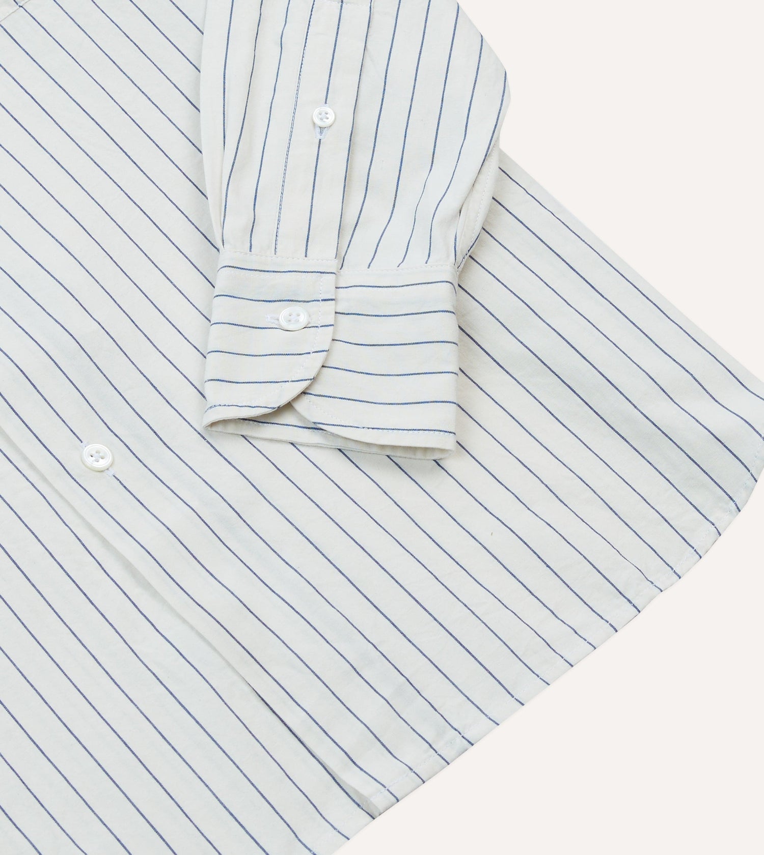 Navy Pencil Stripe Selvedge Cotton Long Point Collar Shirt