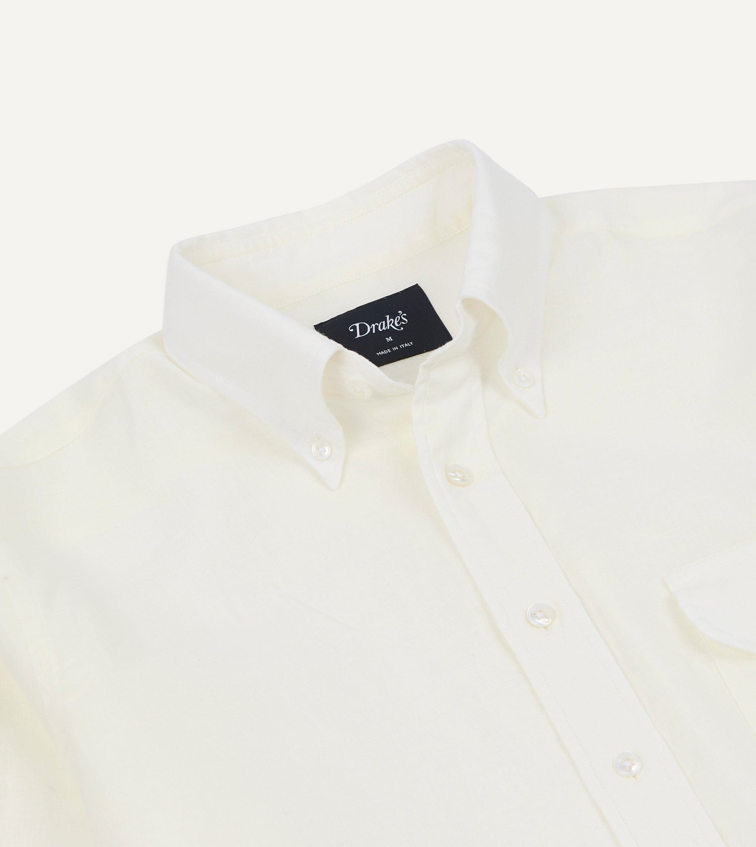 White Linen Button-Down Collar Shirt