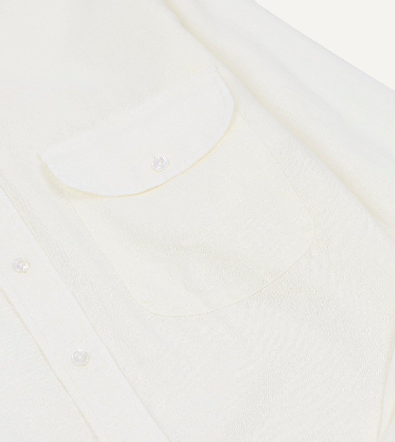White Linen Button-Down Collar Shirt
