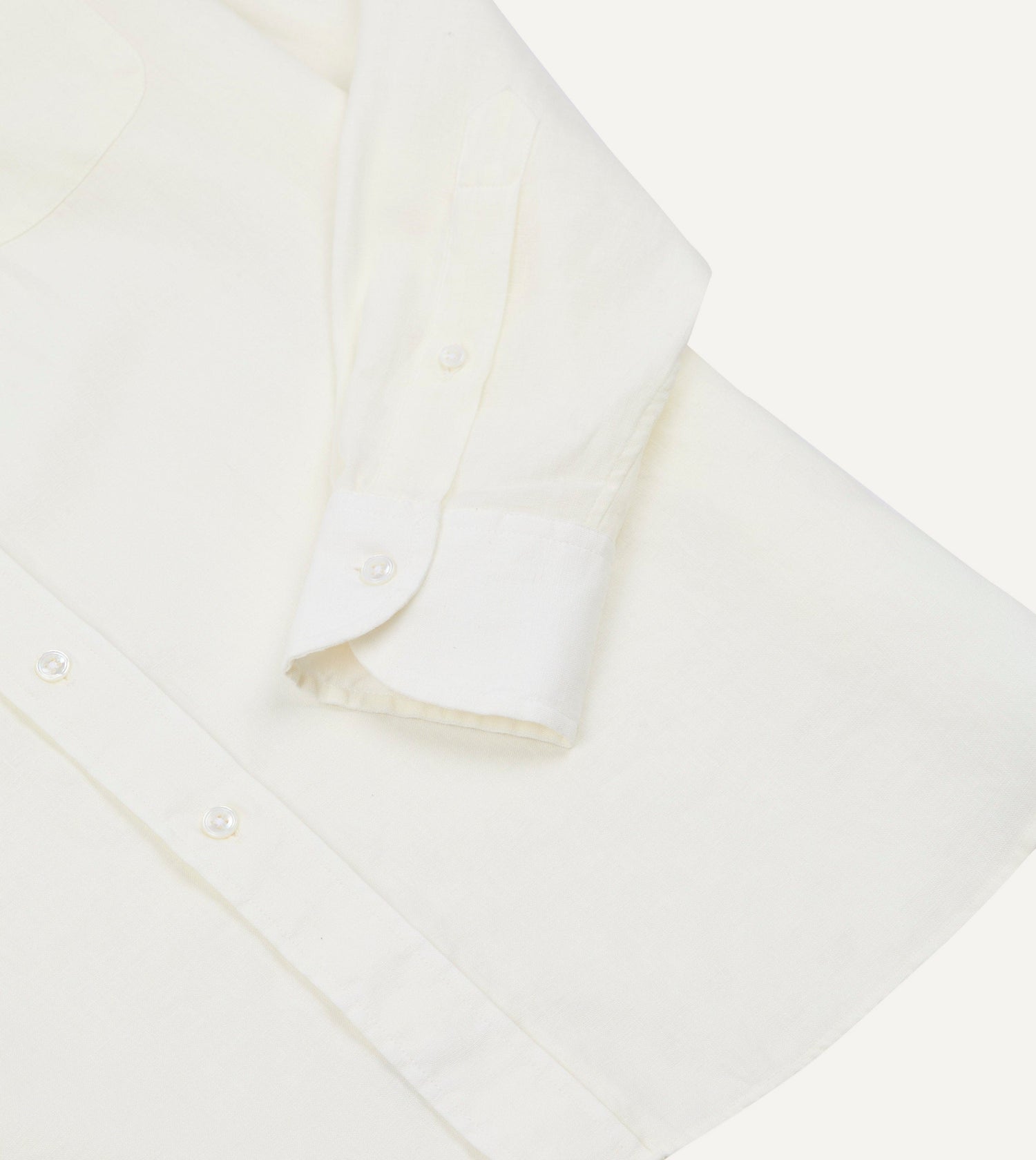 White Linen Button-Down Collar Shirt