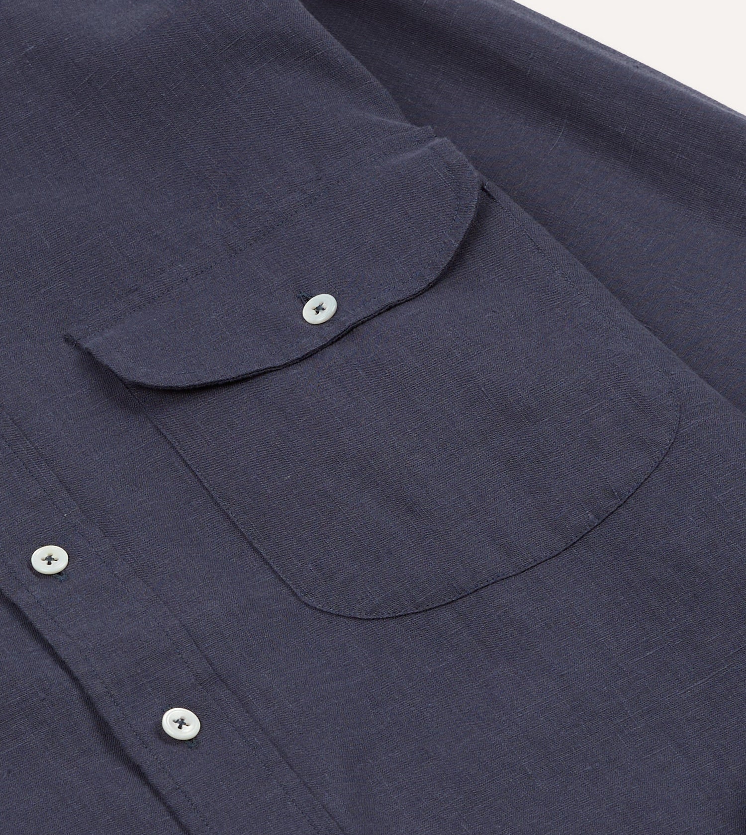 Navy Linen Button-Down Collar Shirt