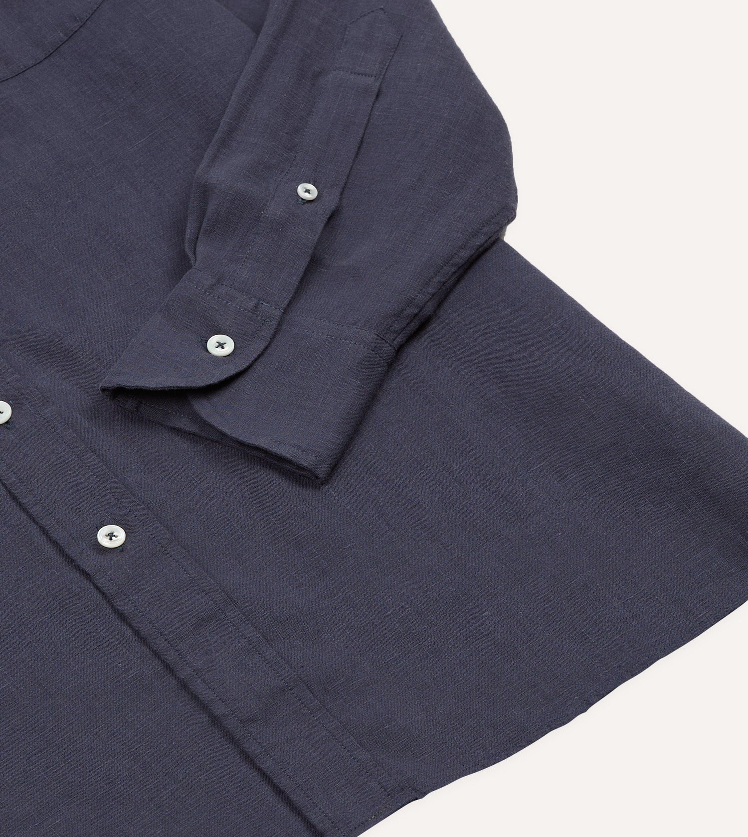 Navy Linen Button-Down Collar Shirt