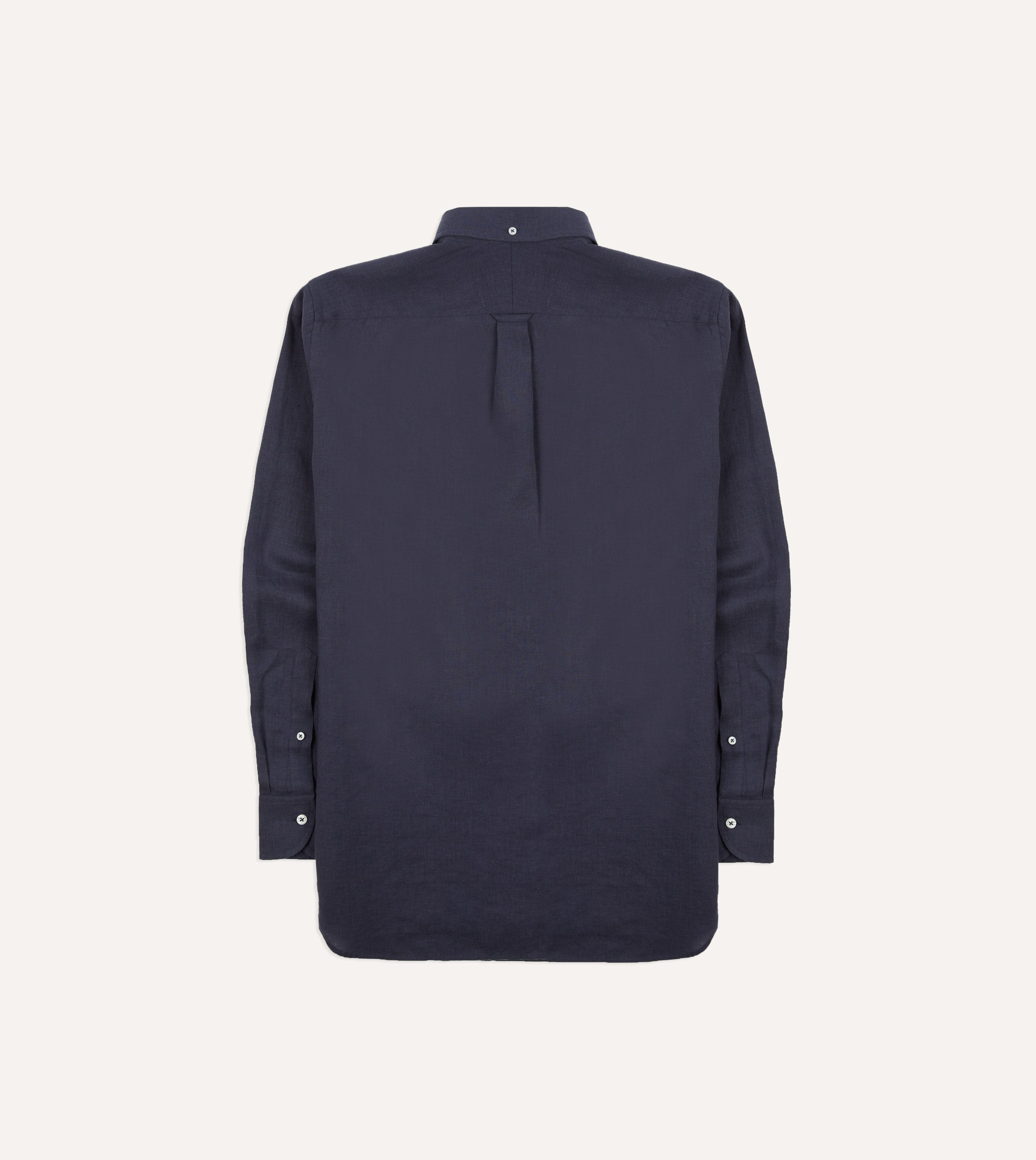 Navy Linen Button-Down Collar Shirt