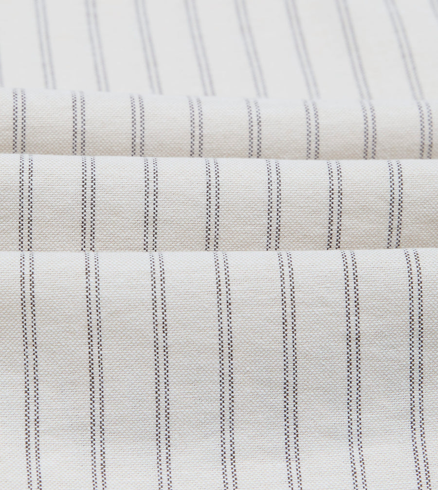 Ecru Stripe Cotton Oxford Cloth Pocket Button-Down Shirt