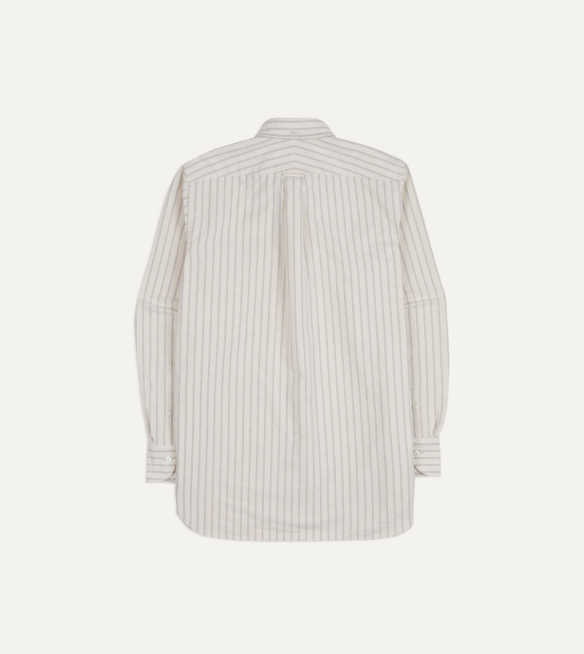 Ecru Stripe Cotton Oxford Cloth Pocket Button-Down Shirt