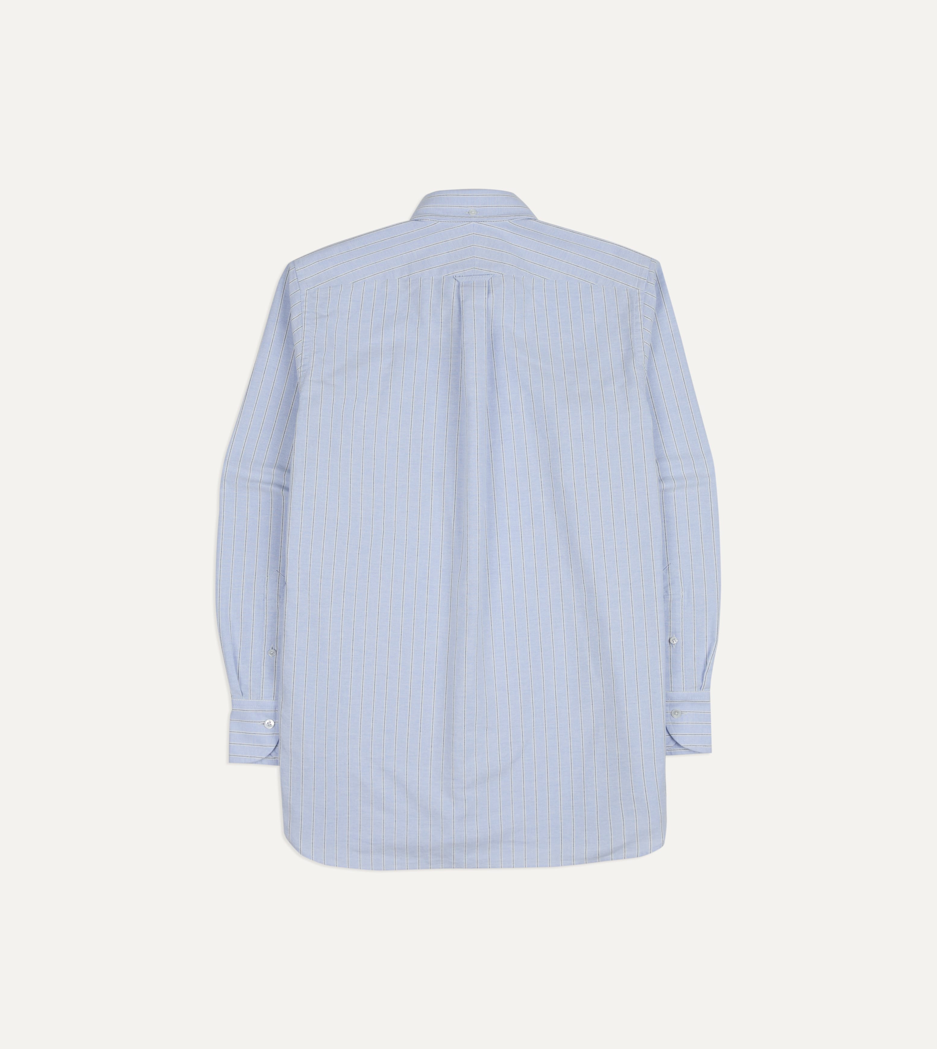 Blue Stripe Cotton Oxford Cloth Pocket Button-Down Shirt