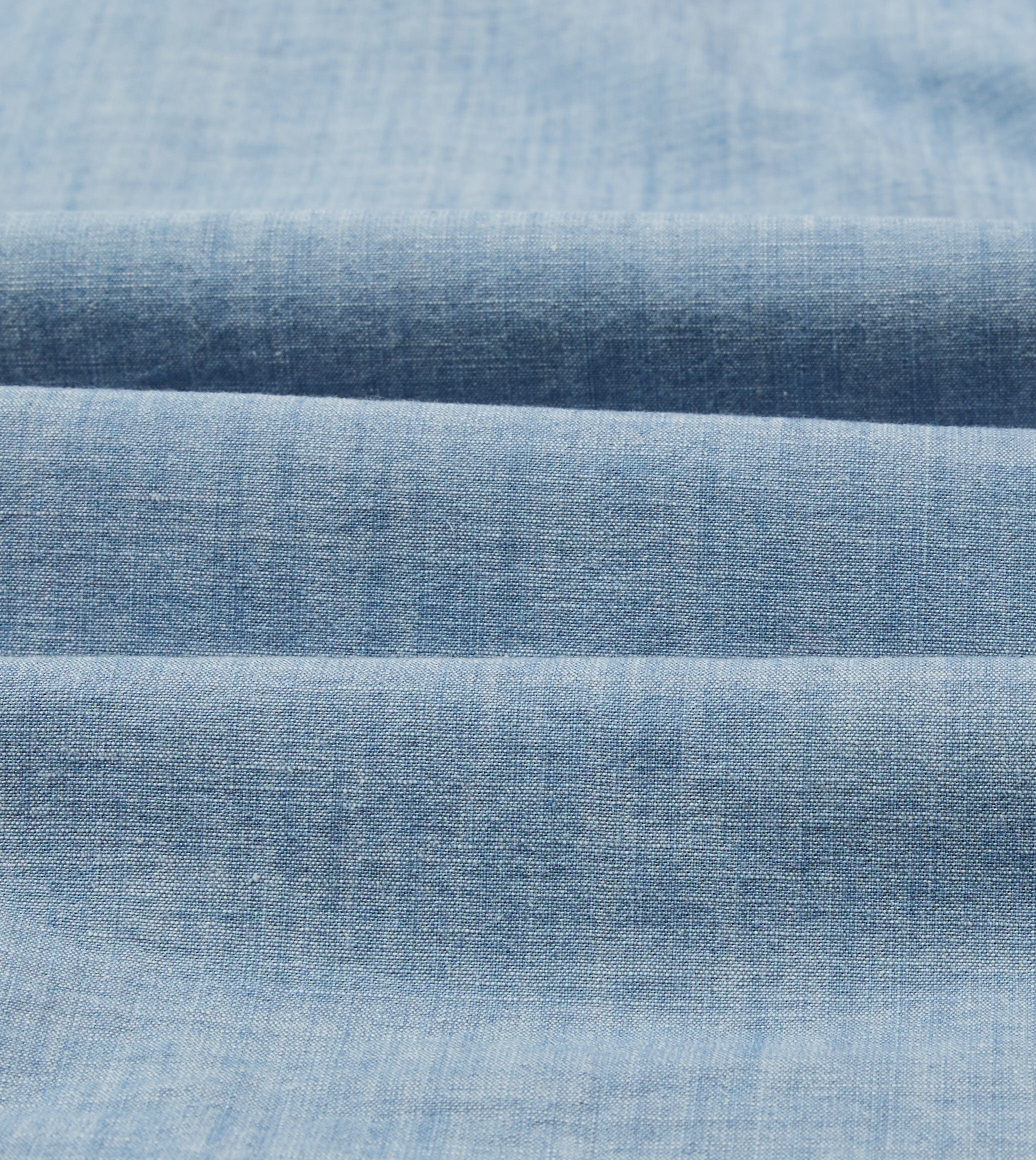 Bleach Wash Chambray Cotton Long Sleeve Cuban Shirt