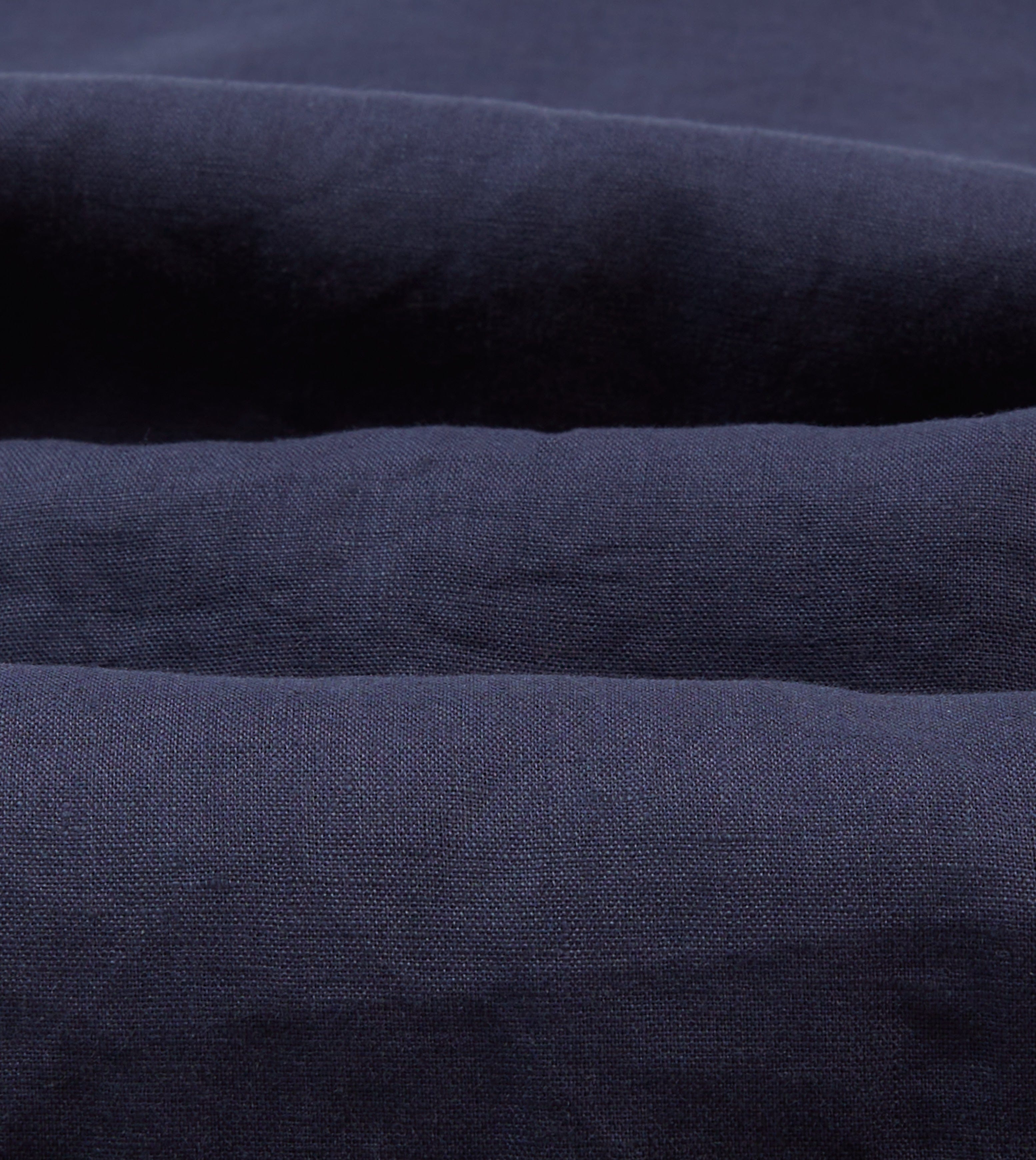 Navy Linen Short Sleeve Cuban Shirt