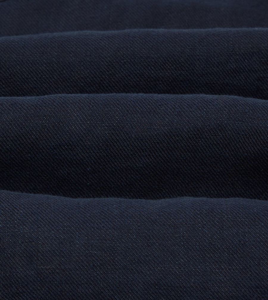 Navy Linen Twill Cuban Shirt