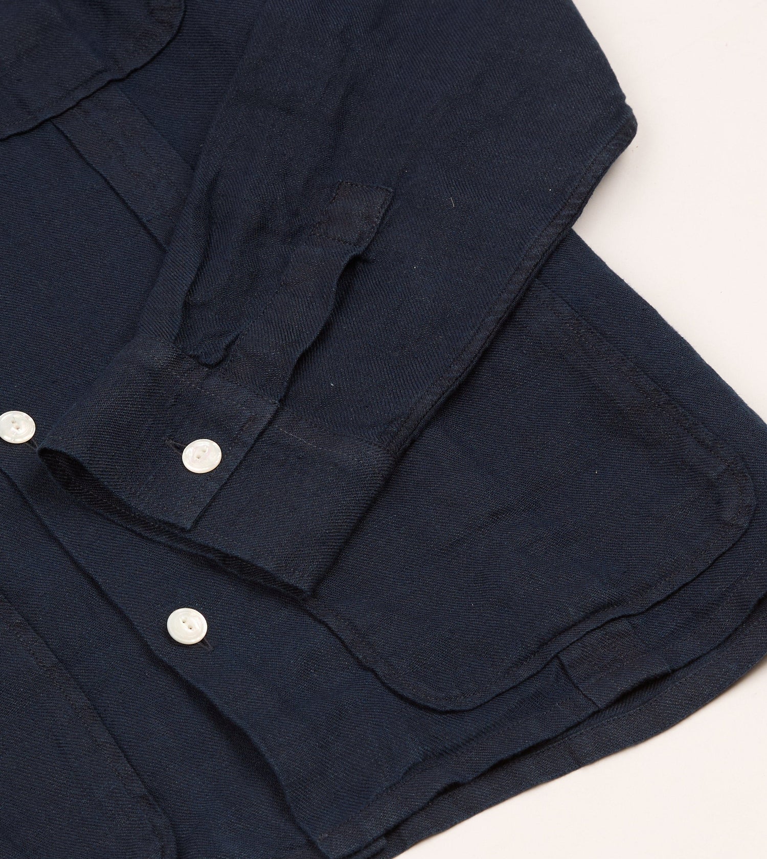 Navy Linen Twill Cuban Shirt