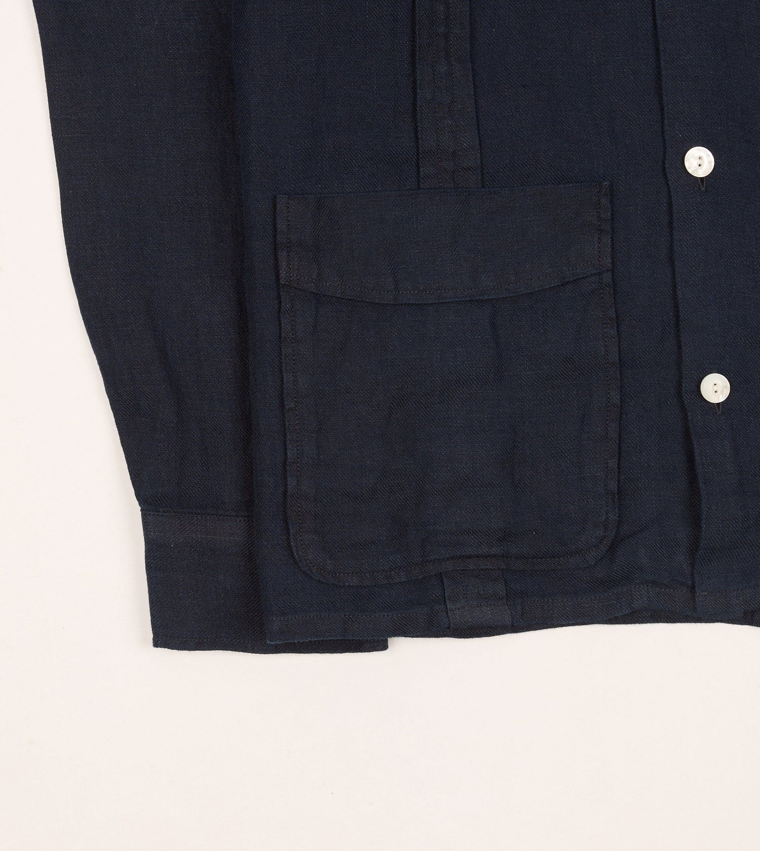 Navy Linen Twill Cuban Shirt