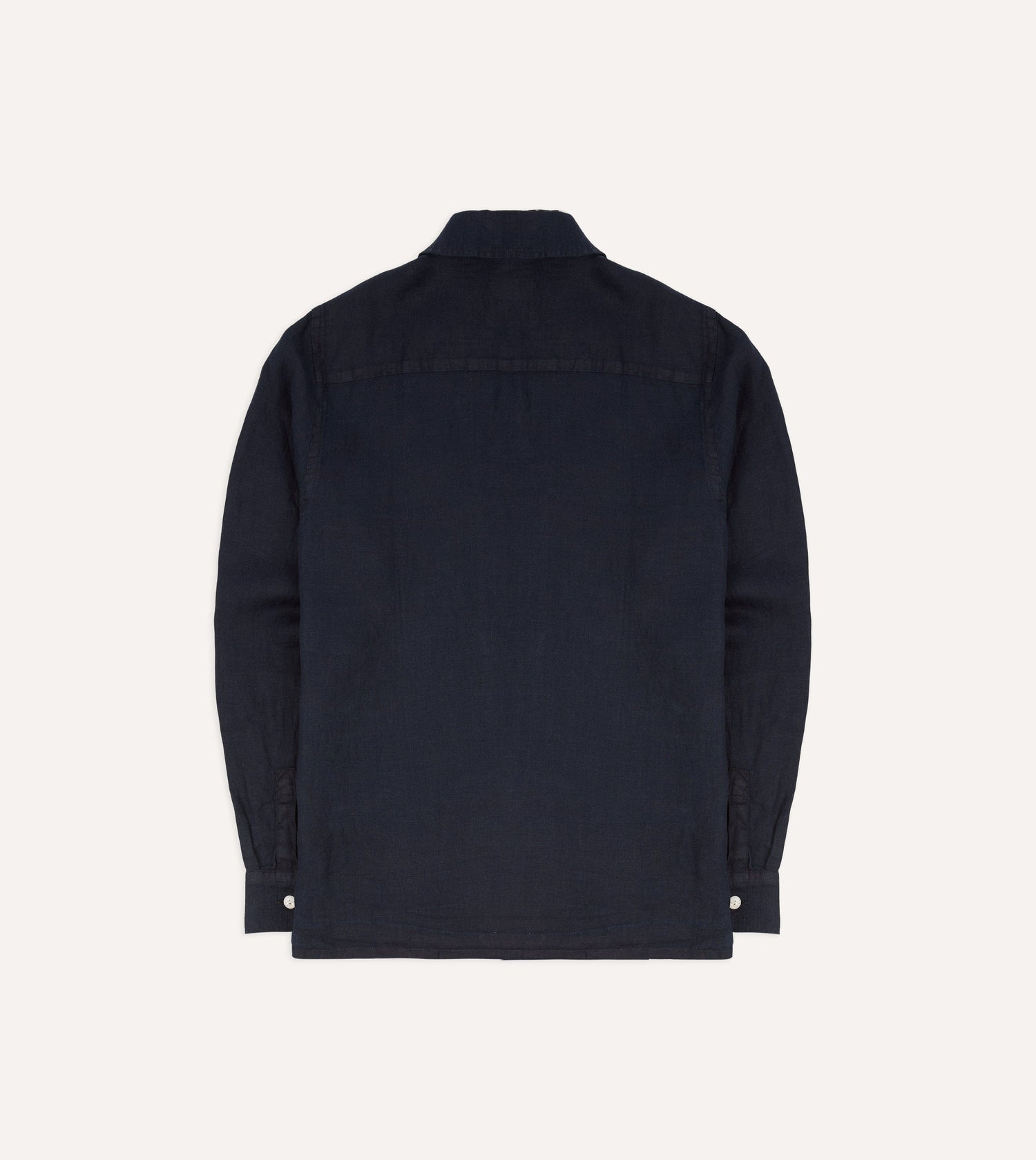 Navy Linen Twill Cuban Shirt