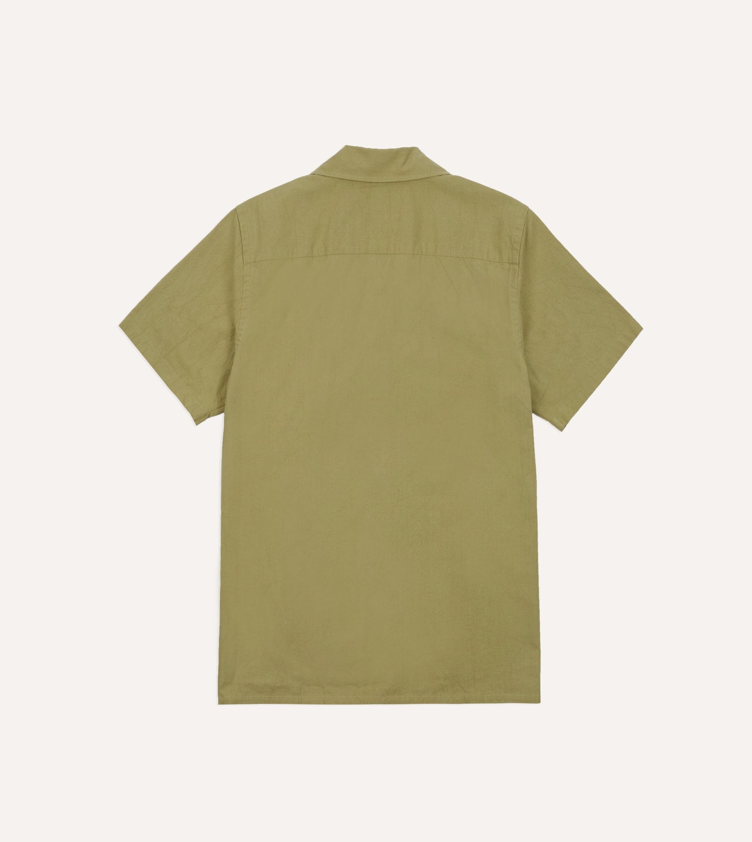 Khaki Cotton-Linen Crepe Cuban Shirt