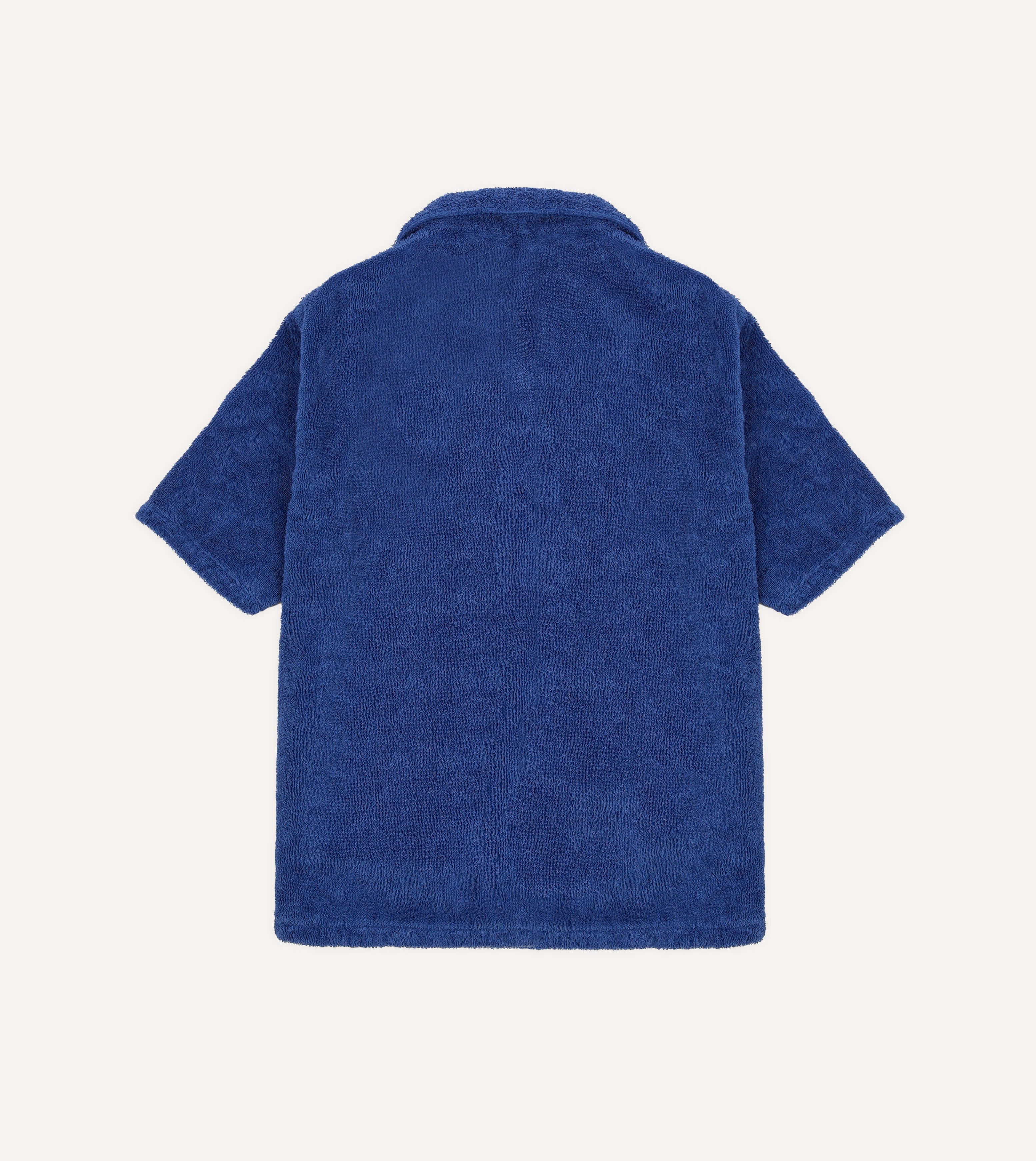 Blue Cotton Terry Towelling Short Sleeve Safari Shirt