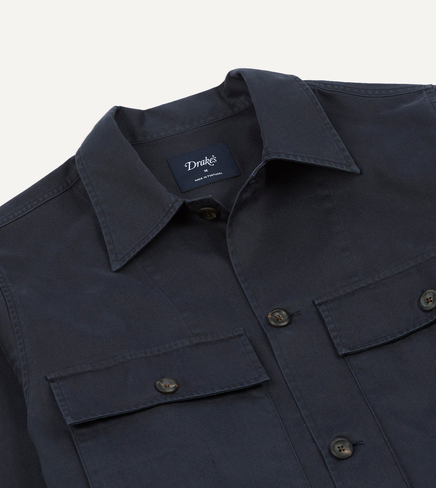 Navy Stone Wash Cotton Military Overshirt