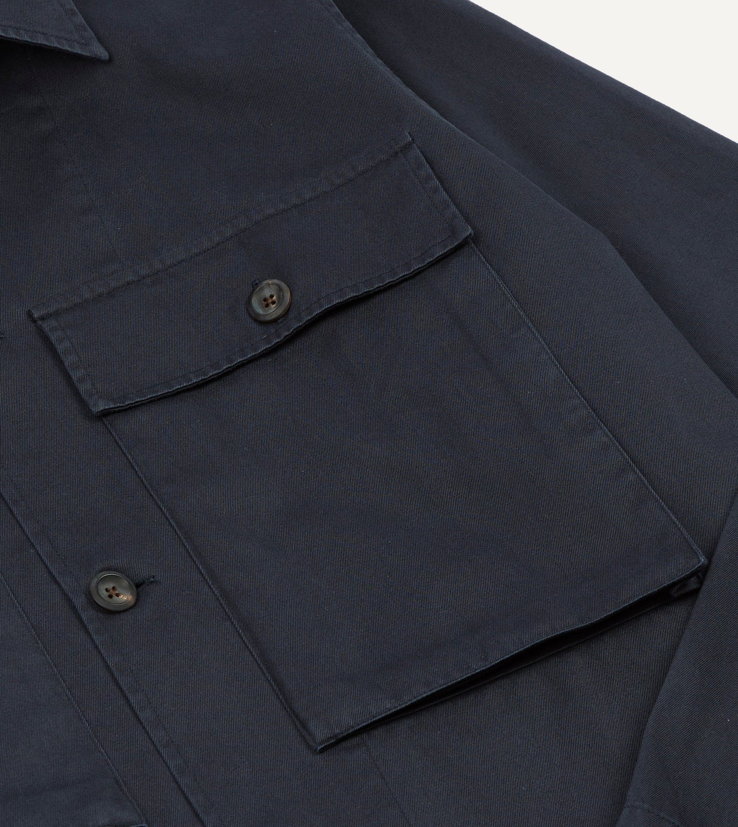 Navy Stone Wash Cotton Military Overshirt