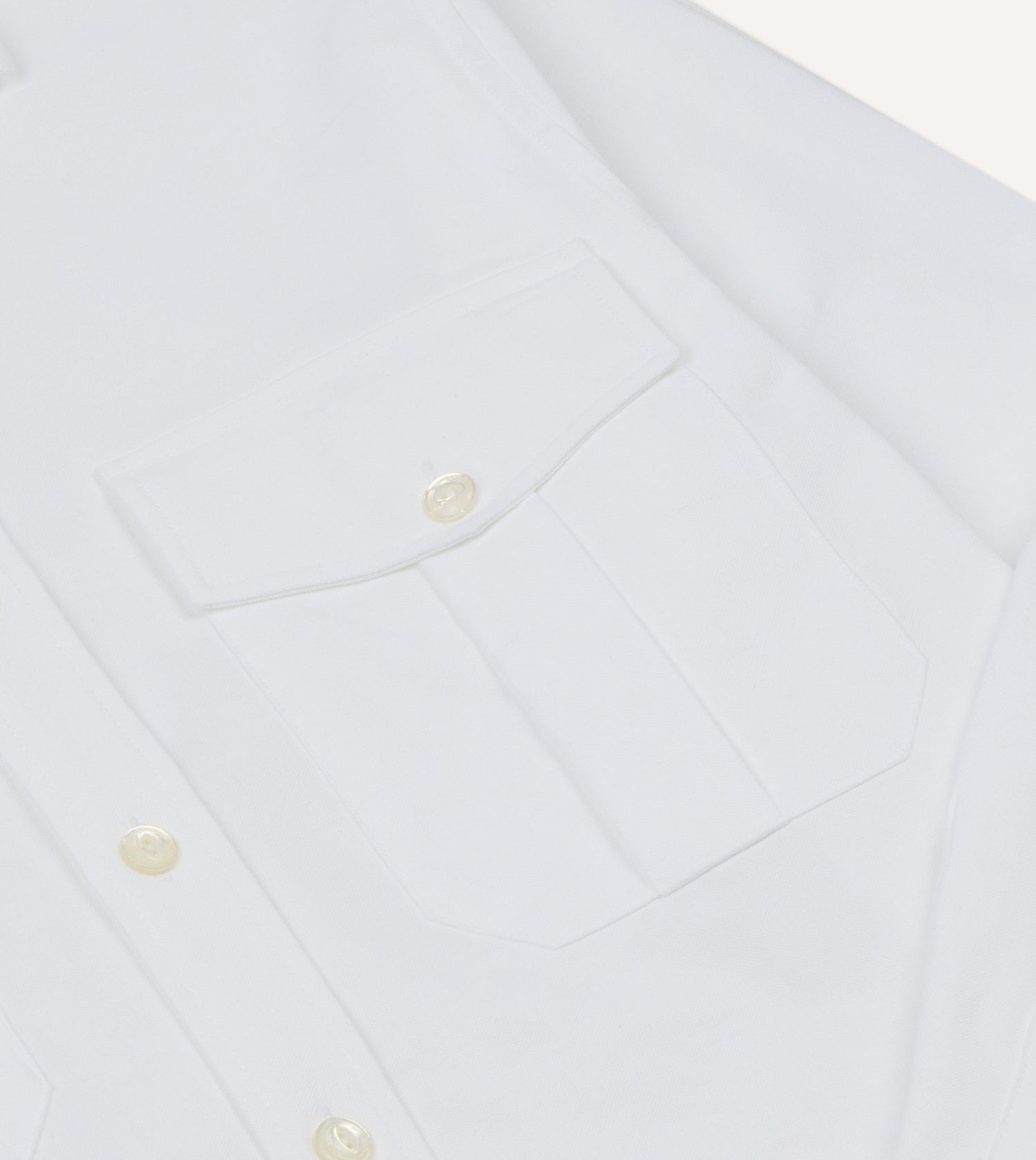 White Oxford Cotton Military Shirt
