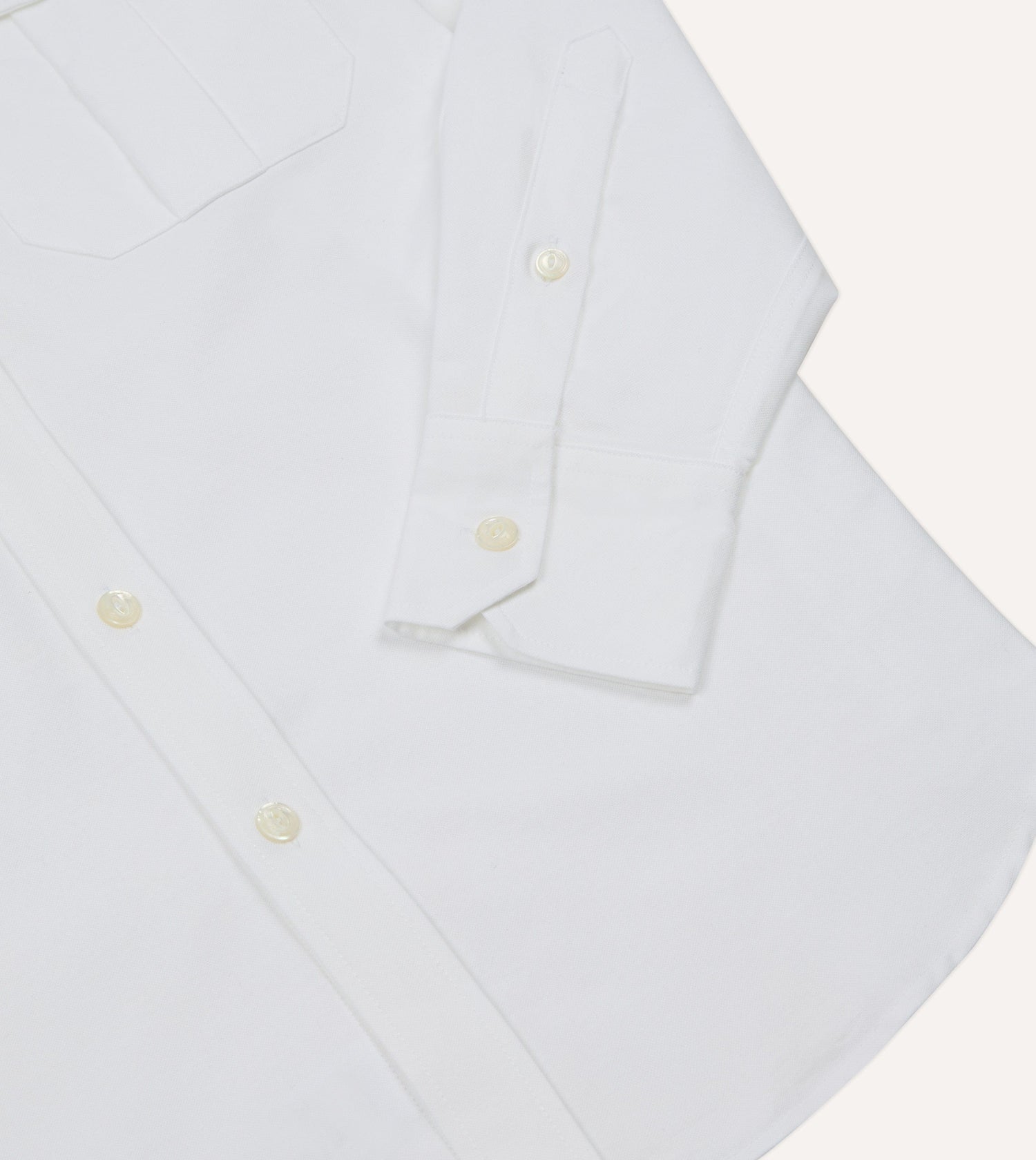 White Oxford Cotton Military Shirt