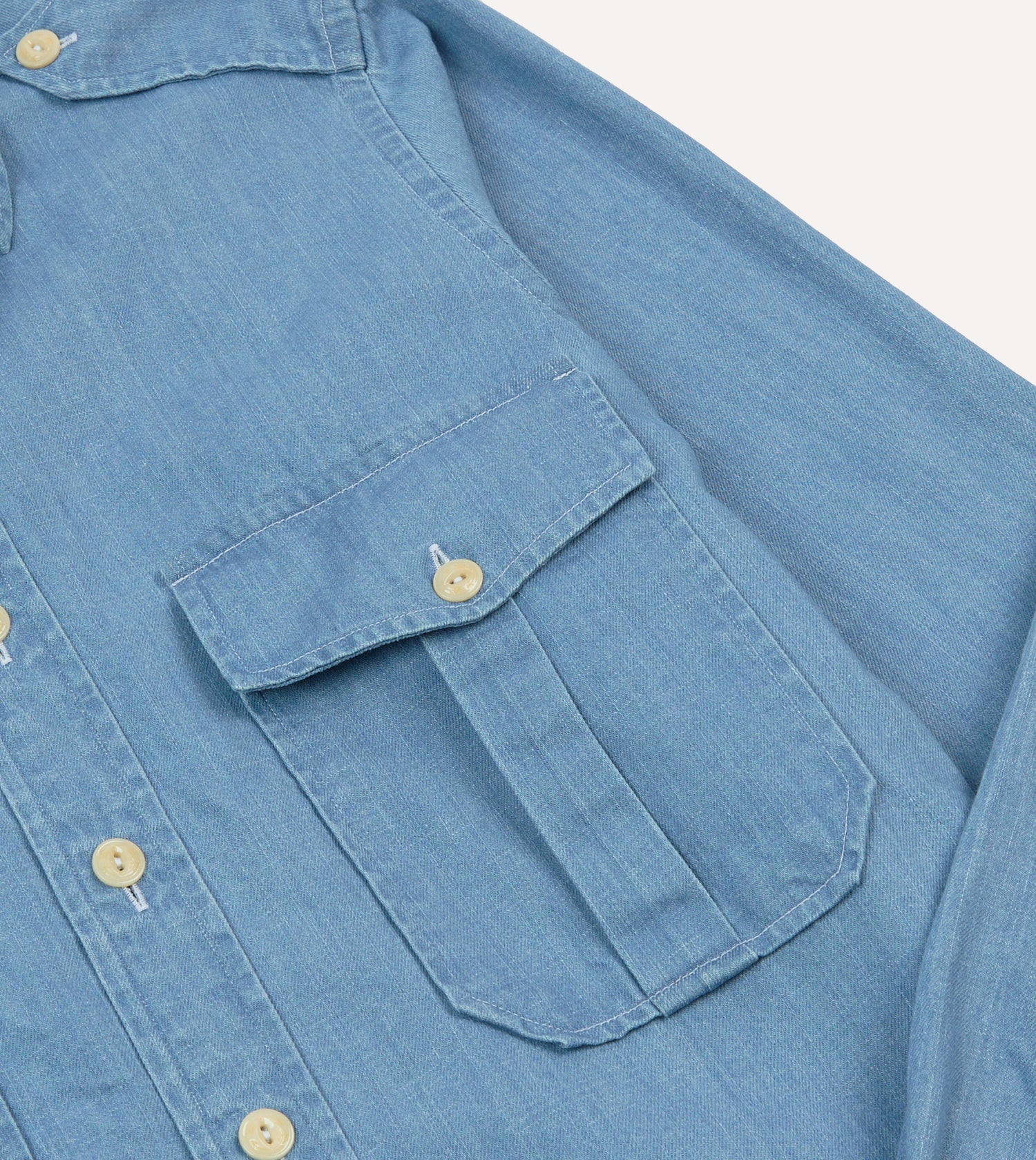 Bleach Wash Denim Military Shirt