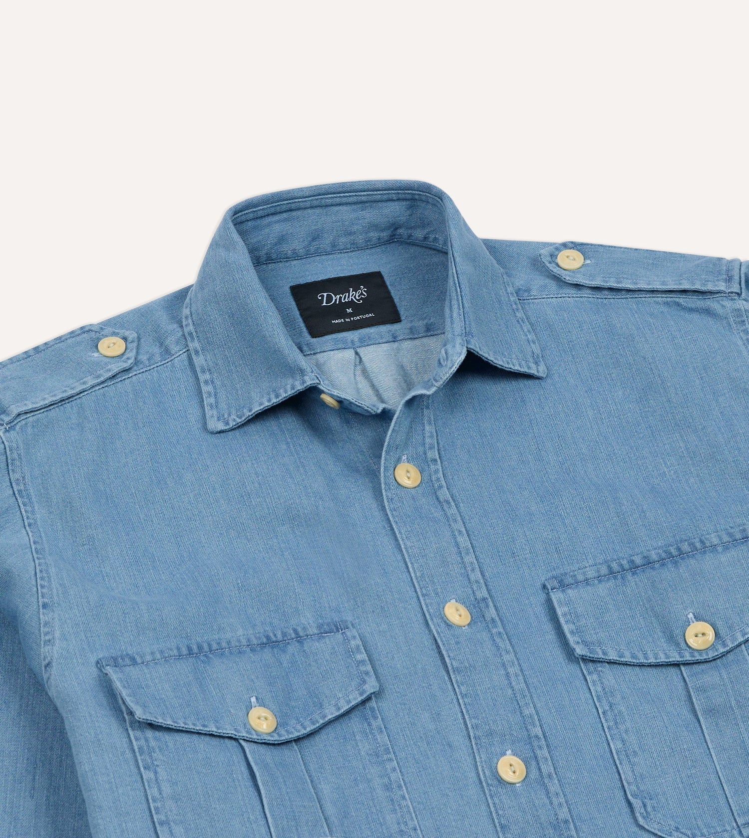 Bleach Wash Denim Military Shirt