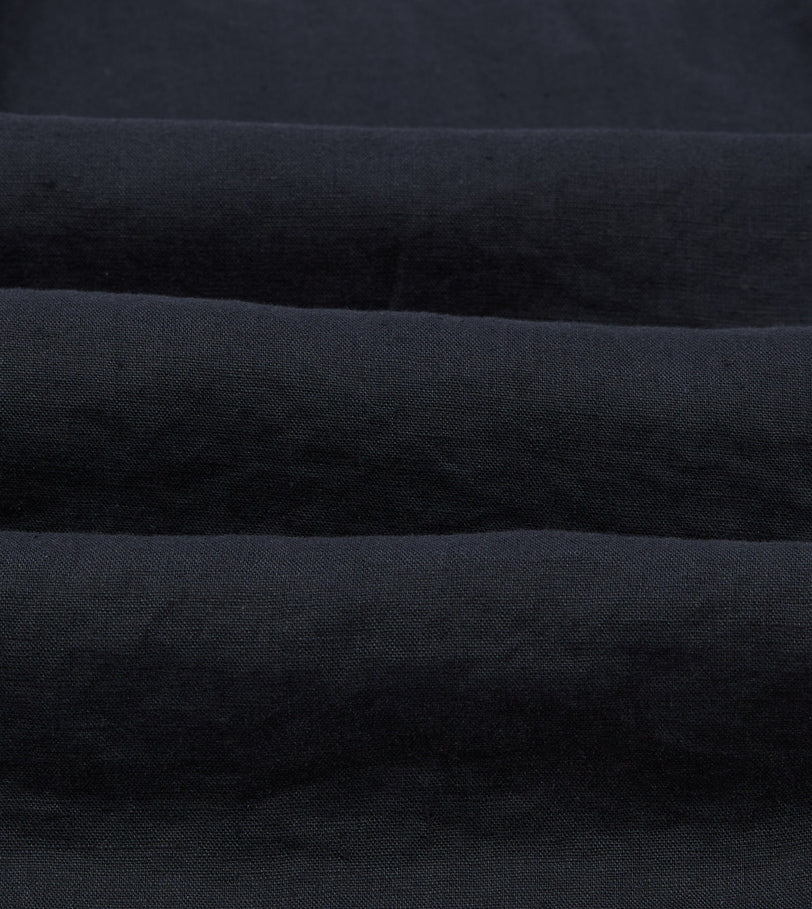 Navy Linen Pintuck Military Shirt