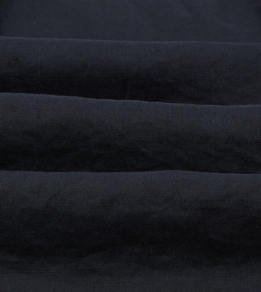 Navy Linen Pintuck Military Shirt