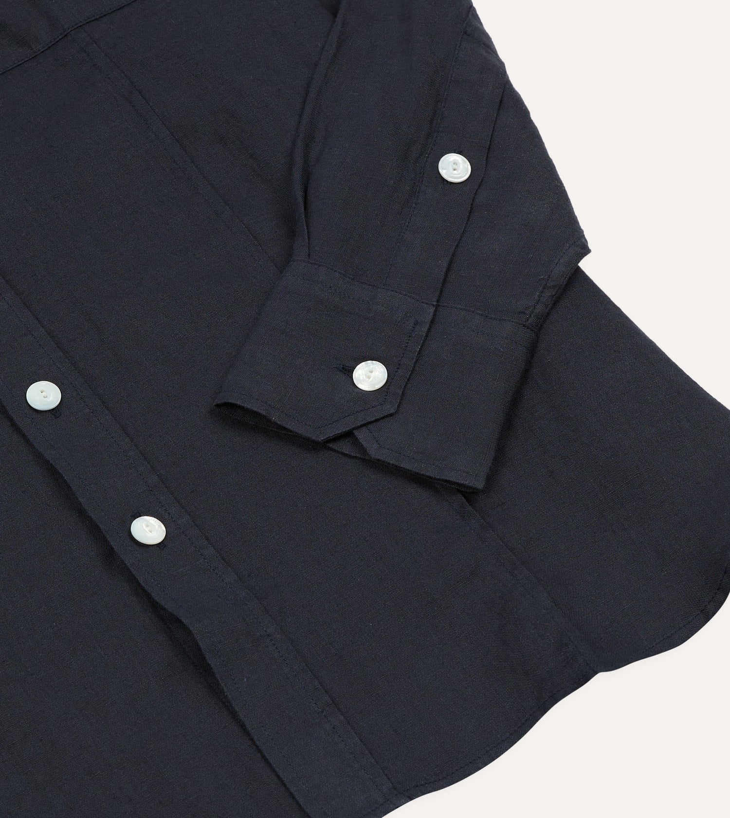 Navy Linen Pintuck Military Shirt