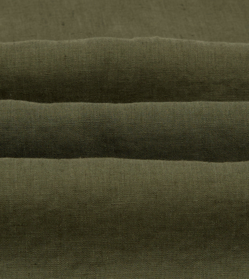 Khaki Linen Pintuck Military Shirt