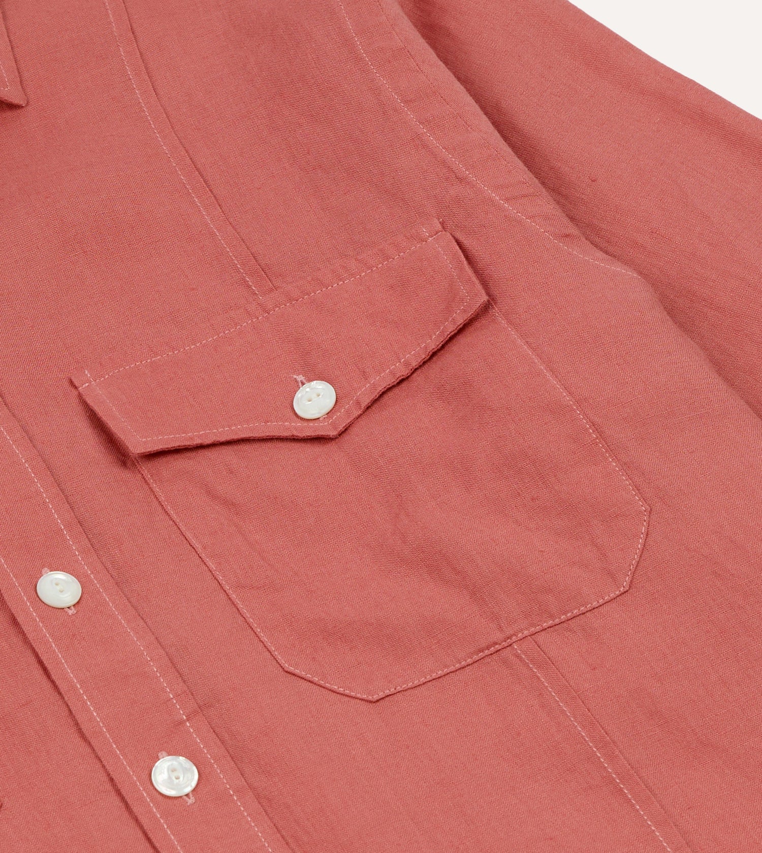 Pink Linen Pintuck Military Shirt