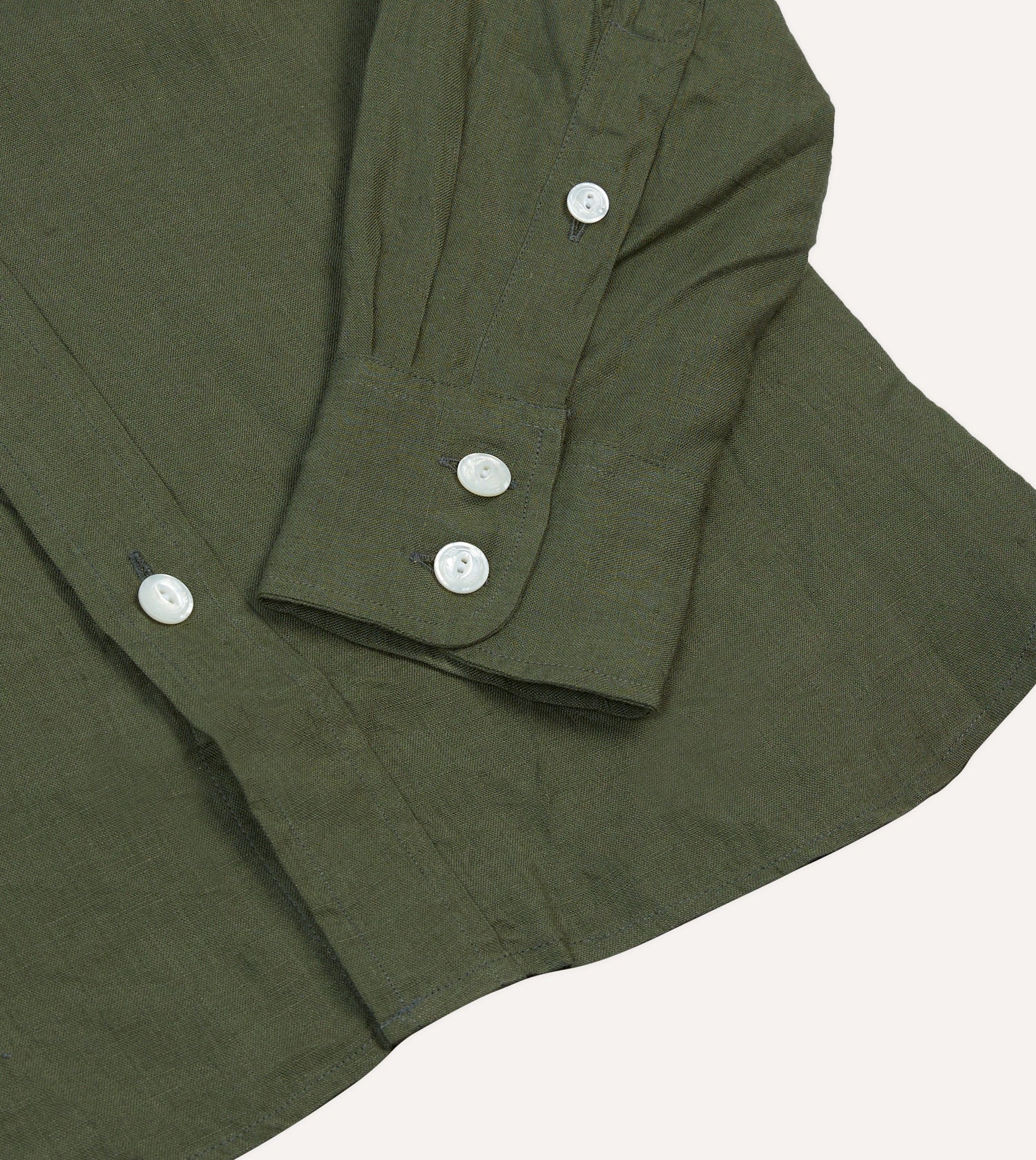 Khaki Green Linen Two-Pocket Western Shirt