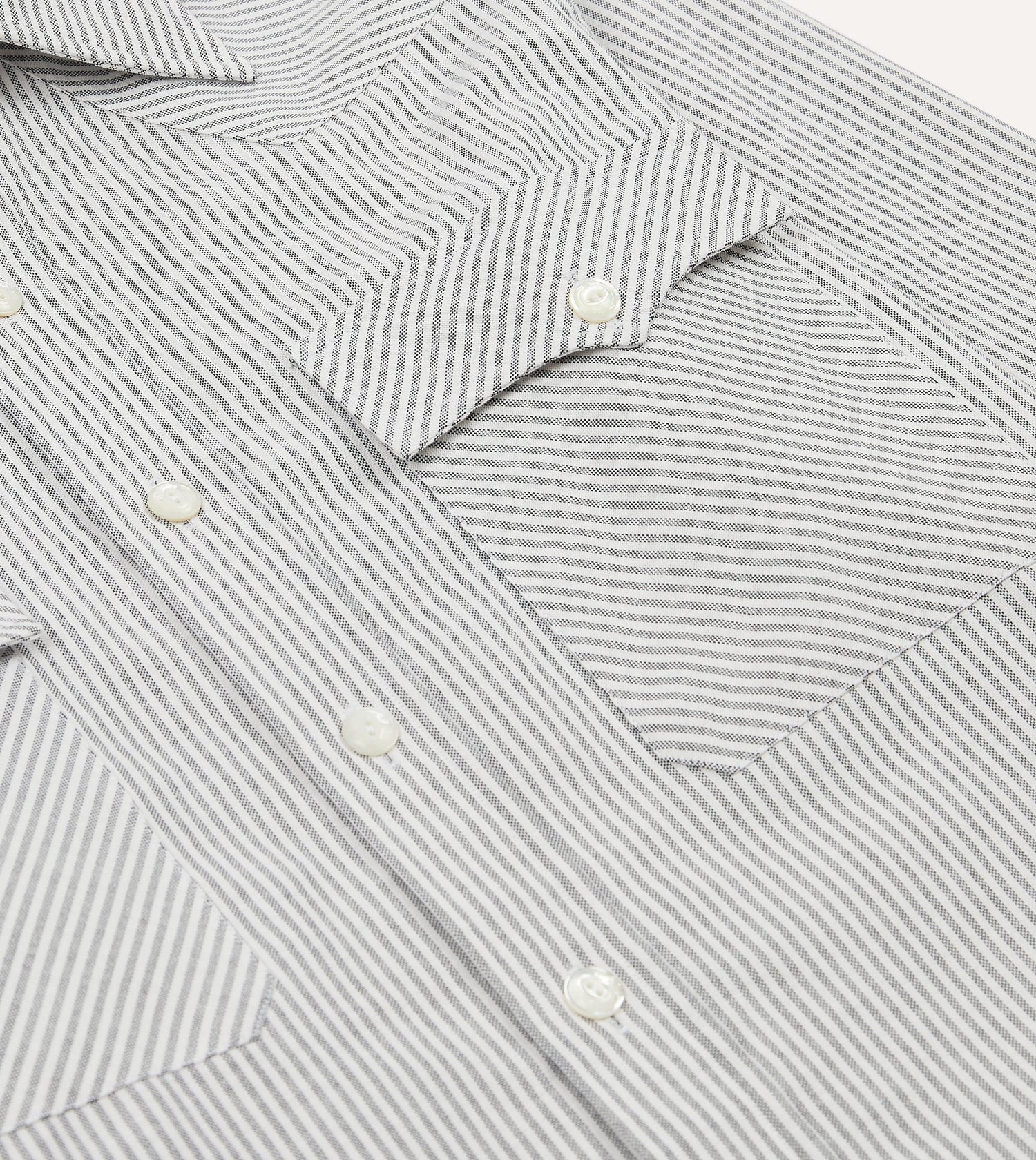 Black Stripe Cotton Oxford Two-Pocket Western Shirt