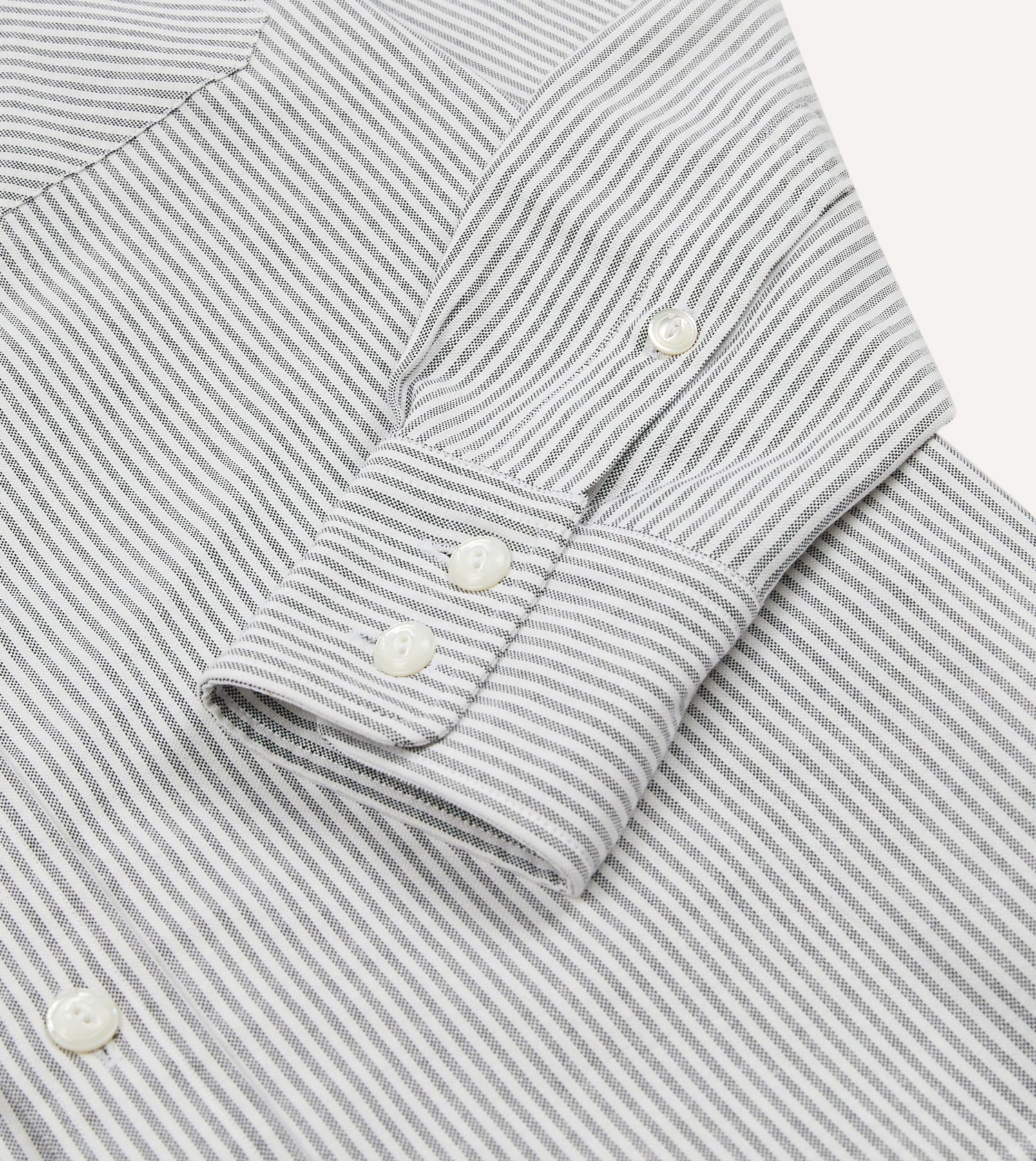 Black Stripe Cotton Oxford Two-Pocket Western Shirt