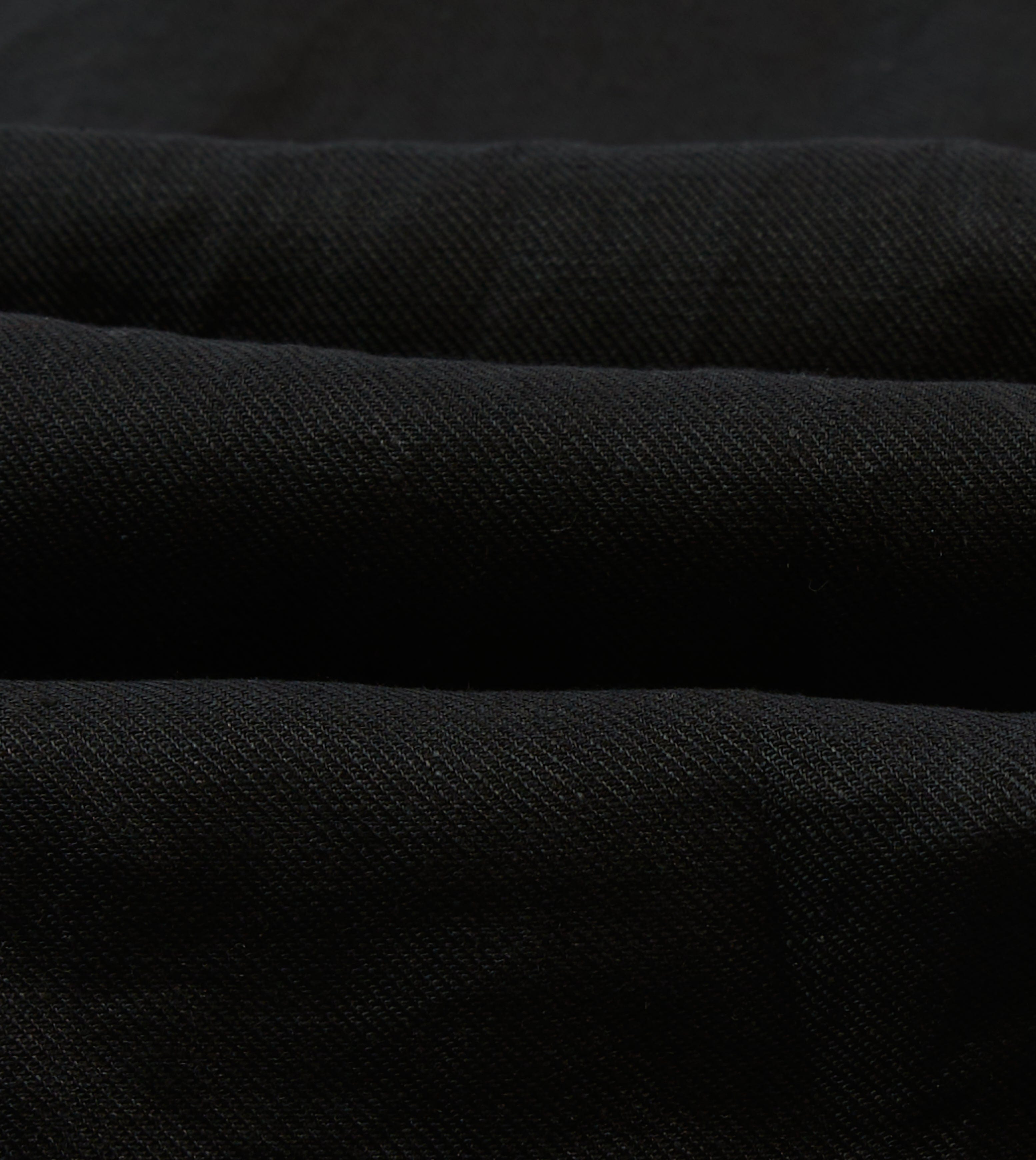 Black Linen Twill Two-Pocket Western Shirt