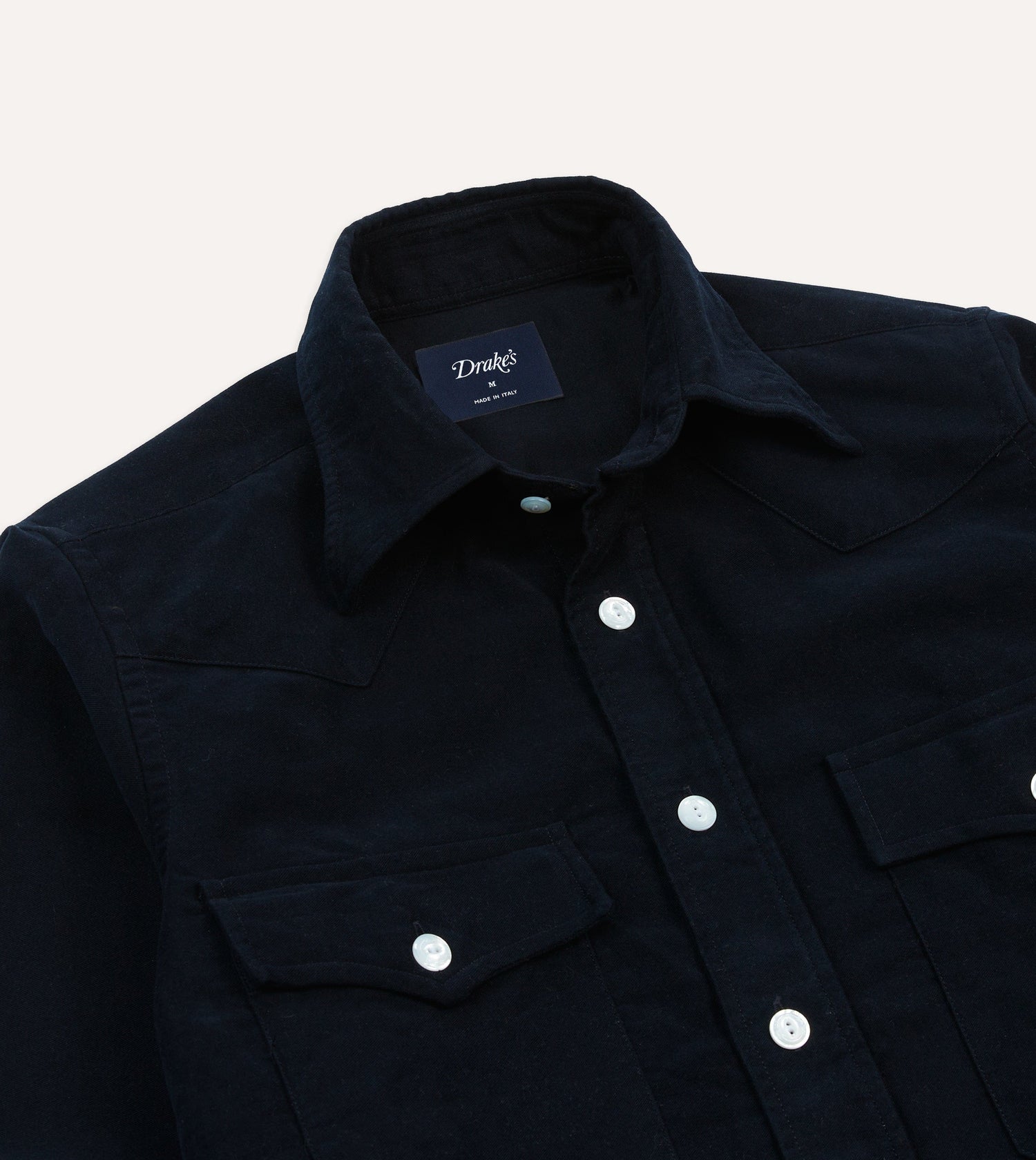 Navy Moleskin Two-Pocket Western Shirt