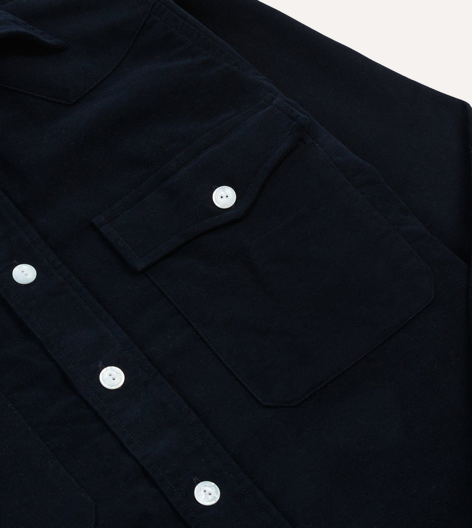 Navy Moleskin Two-Pocket Western Shirt