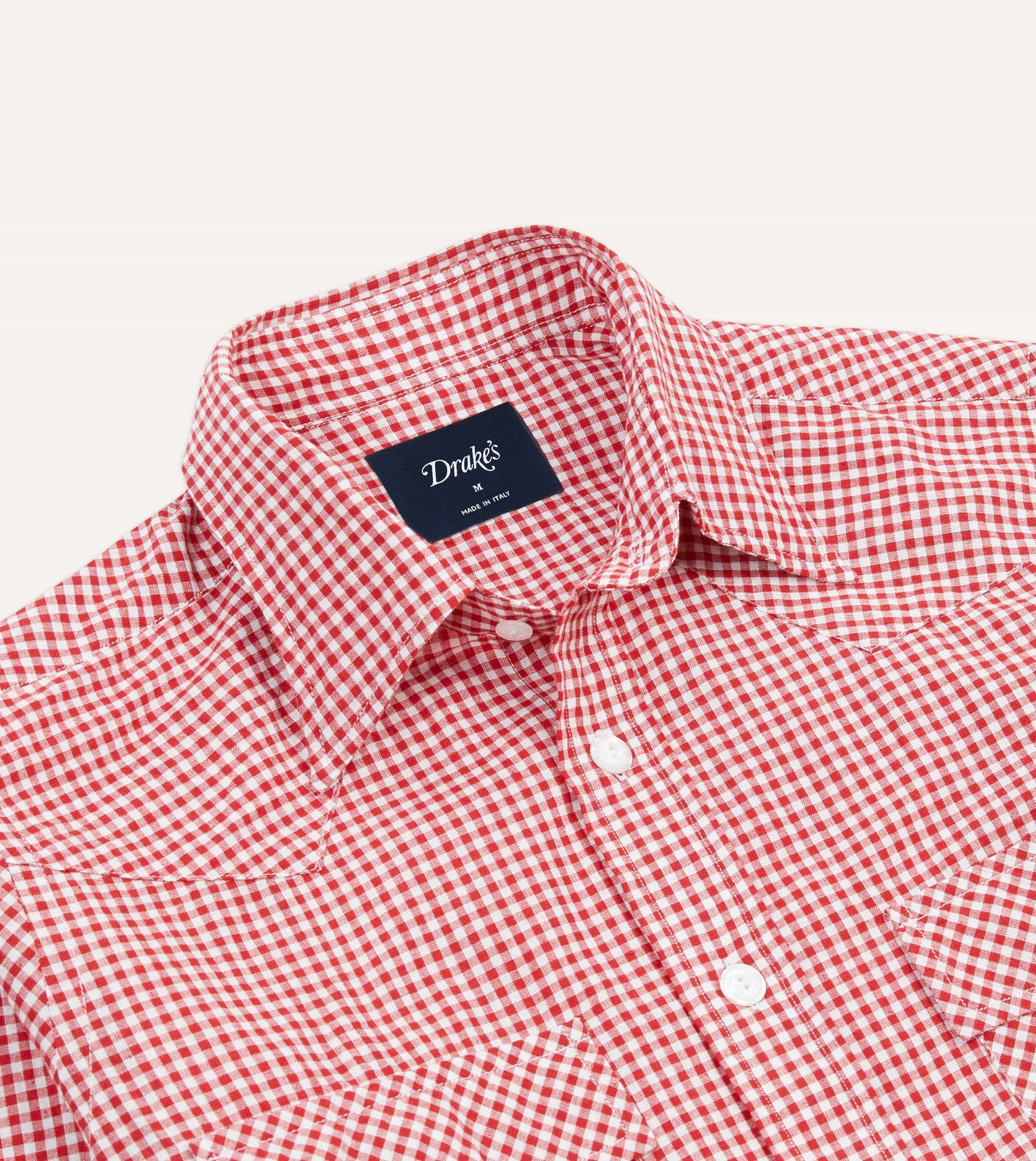 Red Gingham Check Two-Pocket Western Shirt