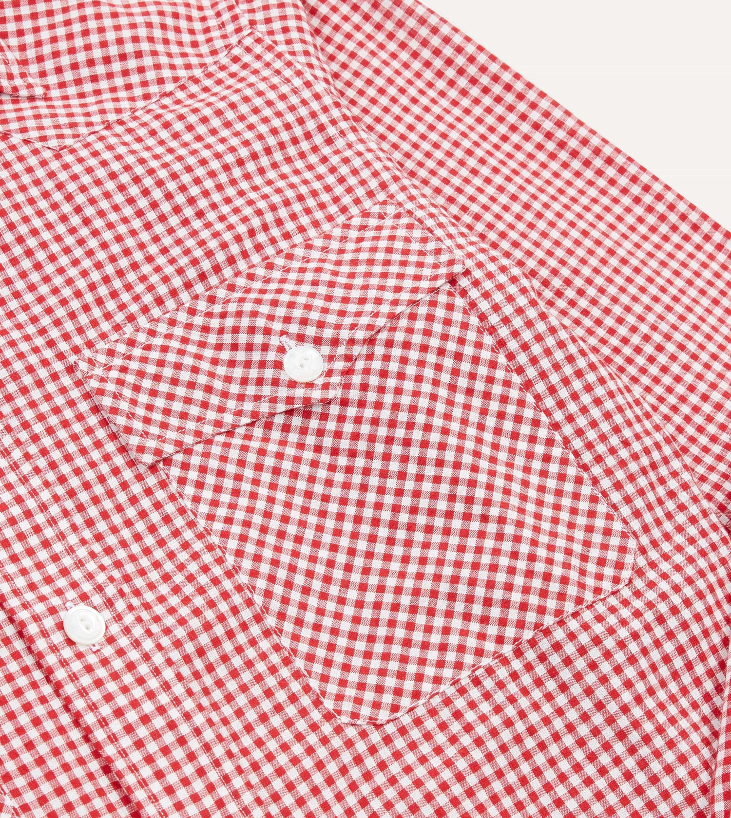 Red Gingham Check Two-Pocket Western Shirt