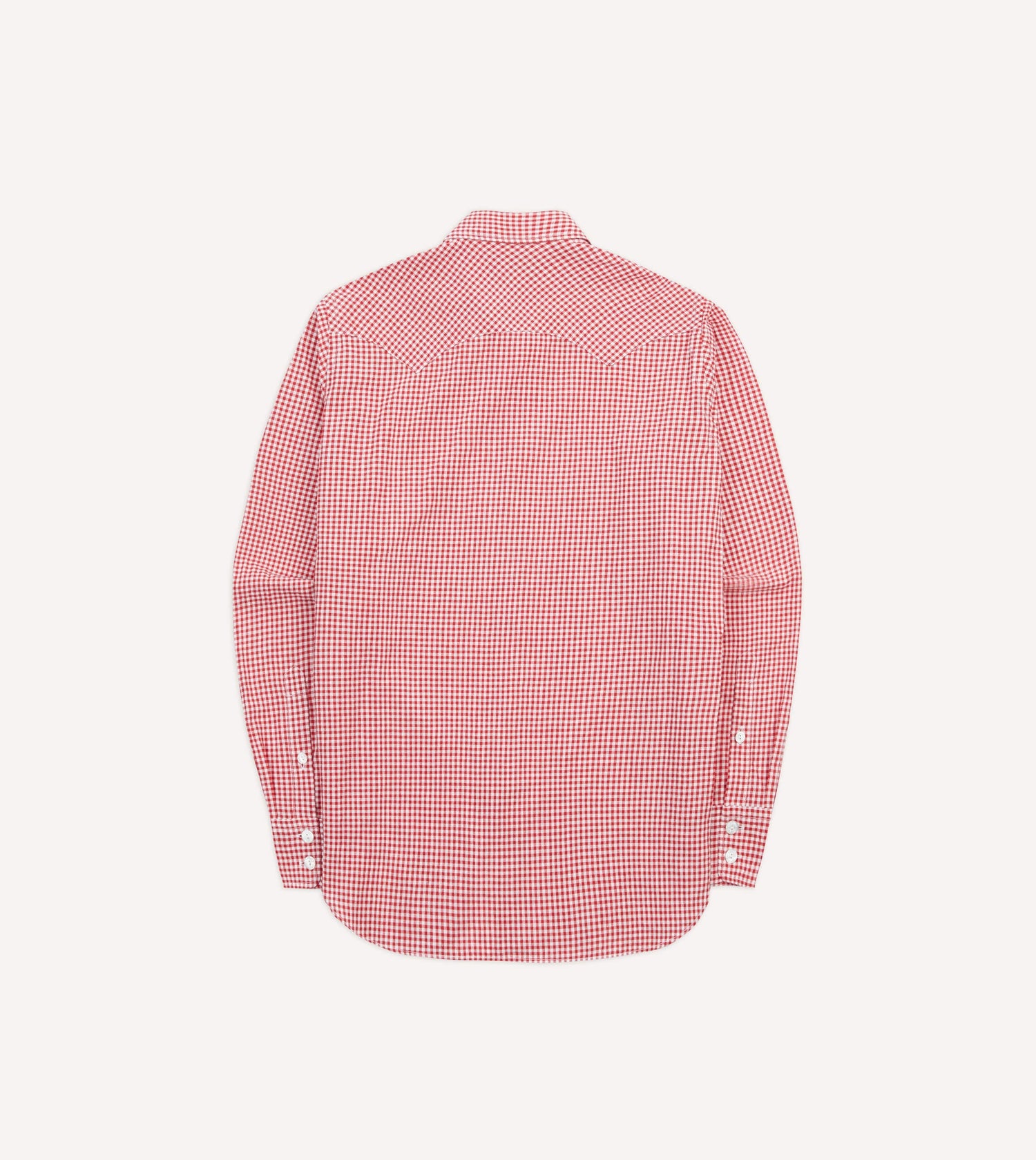 Red Gingham Check Two-Pocket Western Shirt