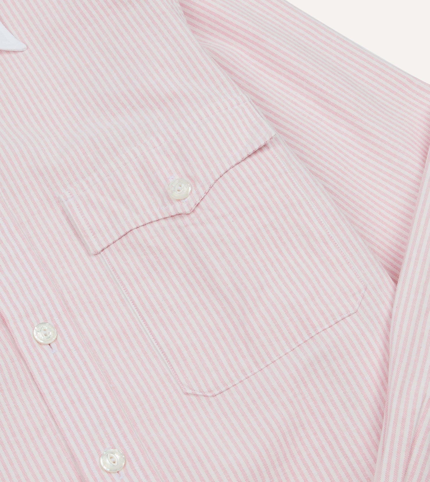 Pink Ticking Stripe Cotton Oxford Long Point Collar Western Shirt