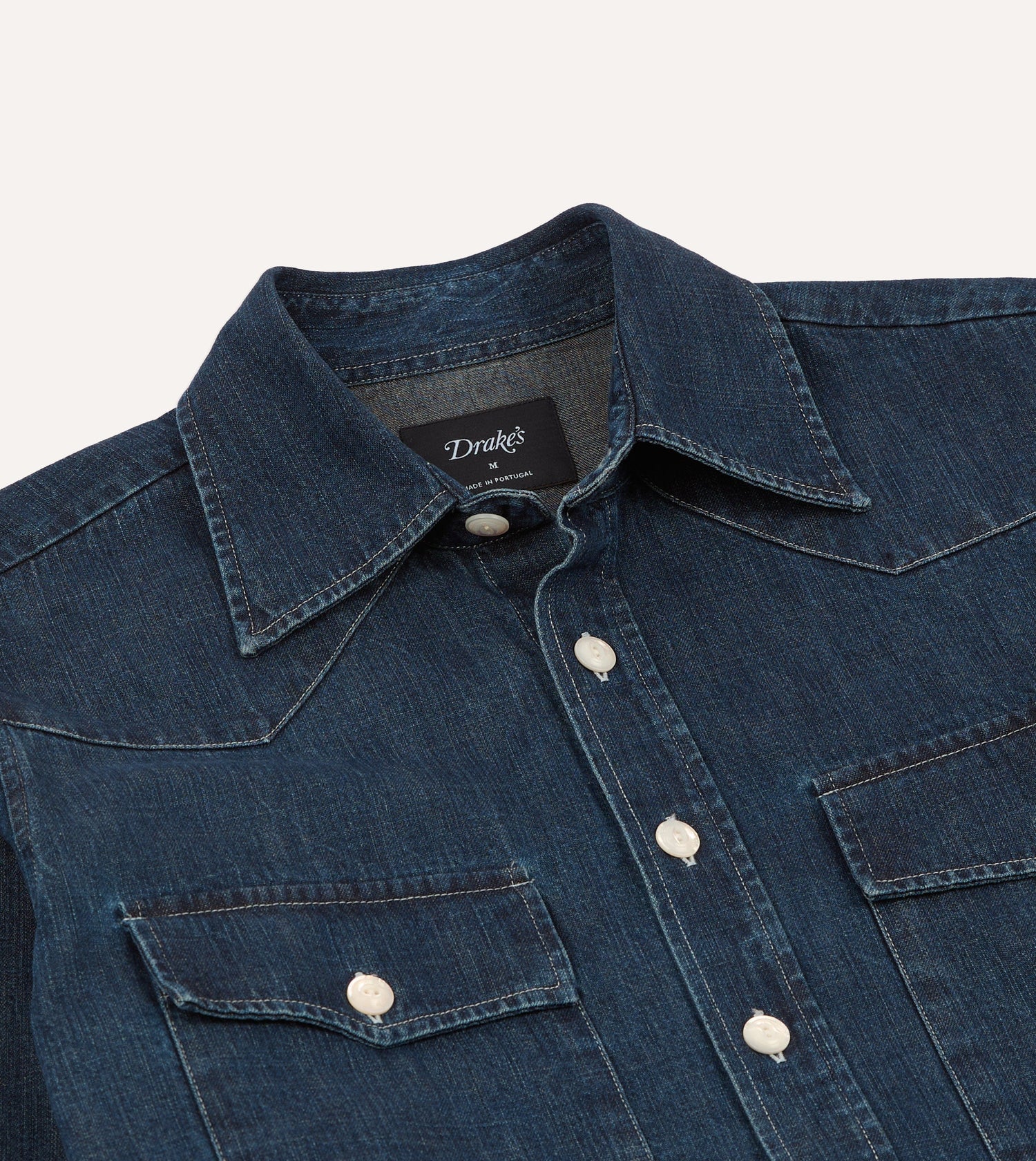 Indigo Rinse Denim Two-Pocket Western Shirt