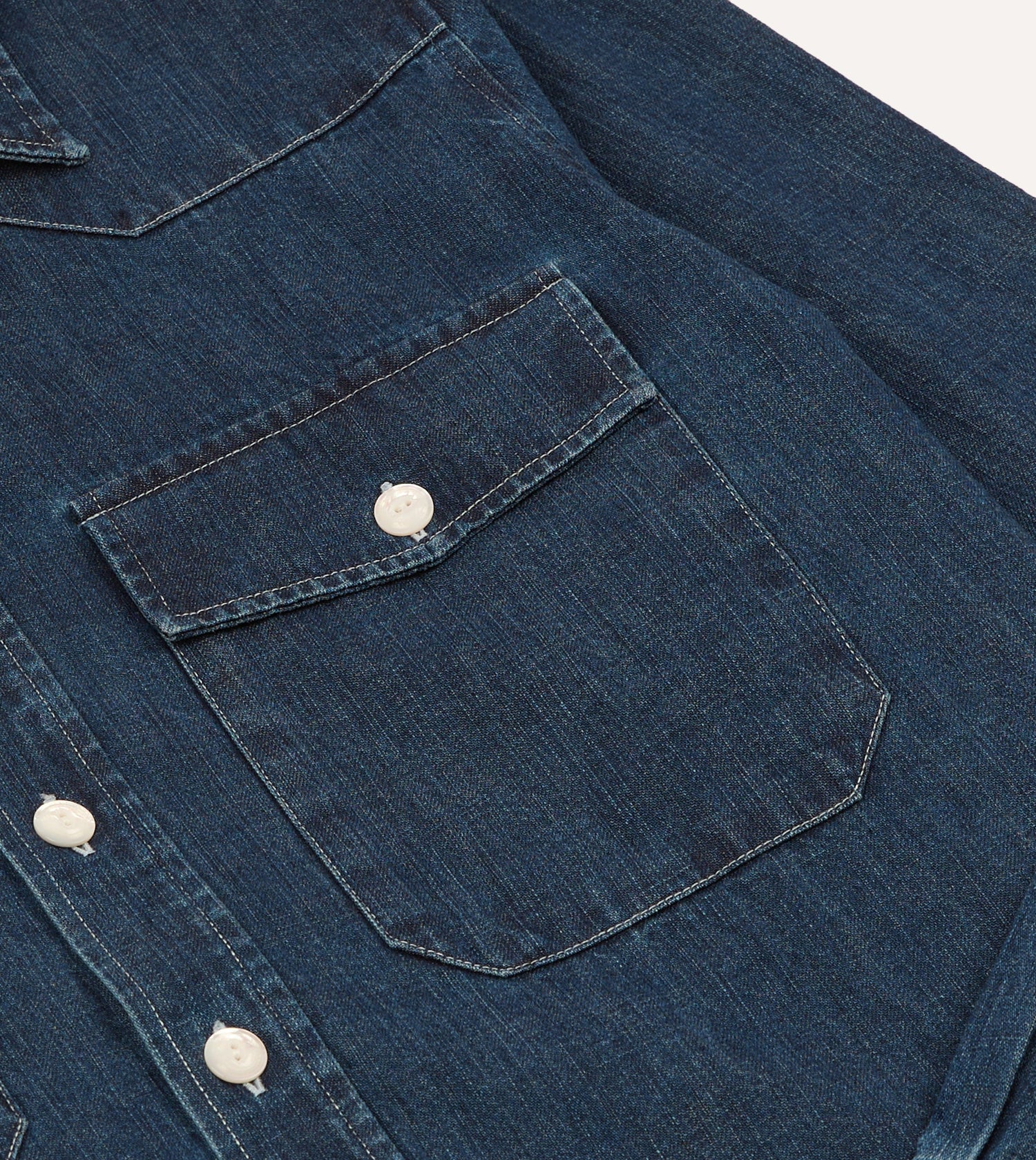 Indigo Rinse Denim Two-Pocket Western Shirt