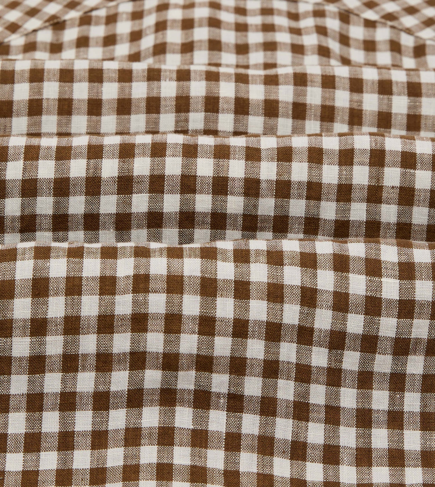 Brown Gingham Check Linen Two-Pocket Western Shirt